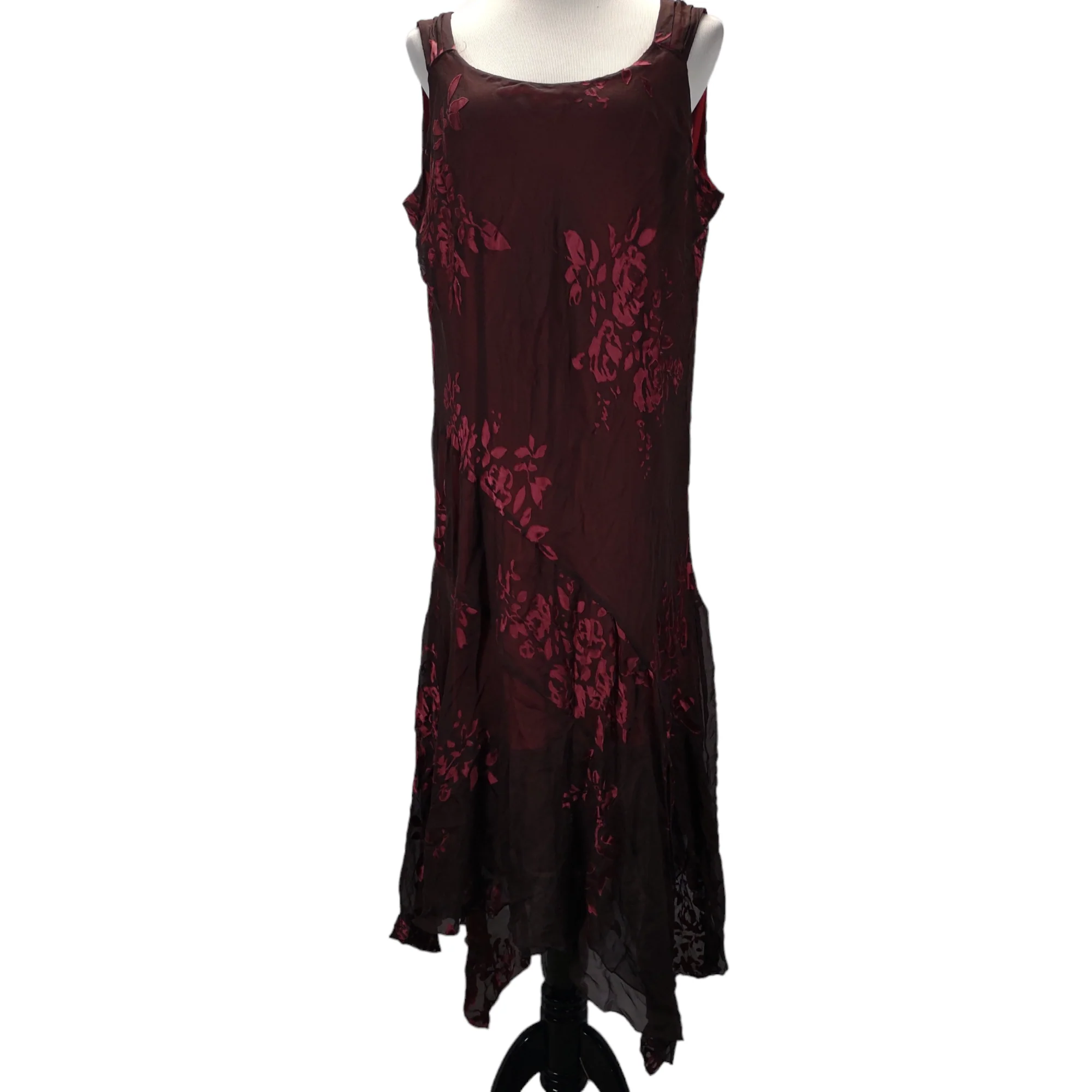 90s/00s Asymmetrical Hem Floral Burnout Bias Cut Dress By Jonathan Martin - Image 3