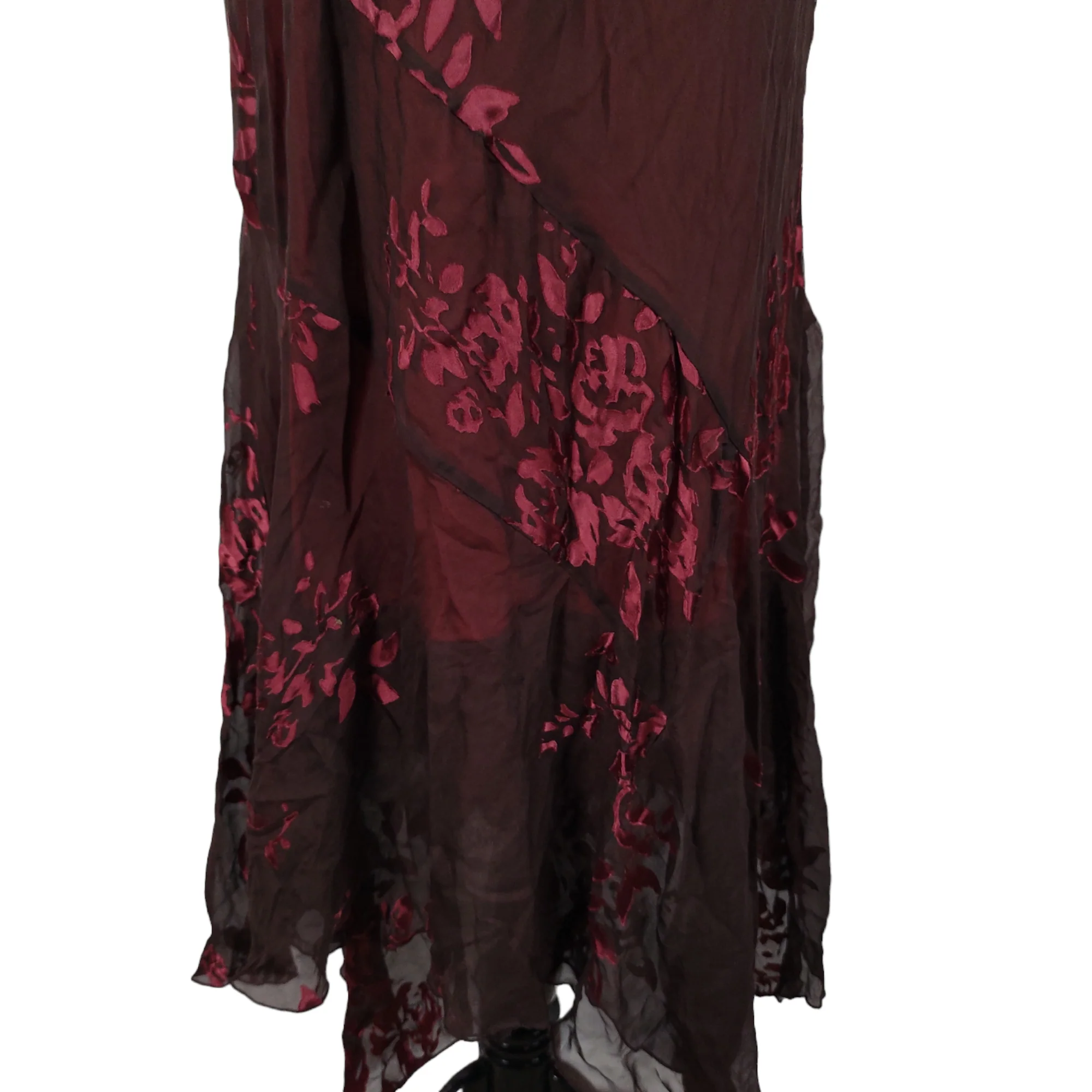 90s/00s Asymmetrical Hem Floral Burnout Bias Cut Dress By Jonathan Martin - Image 4