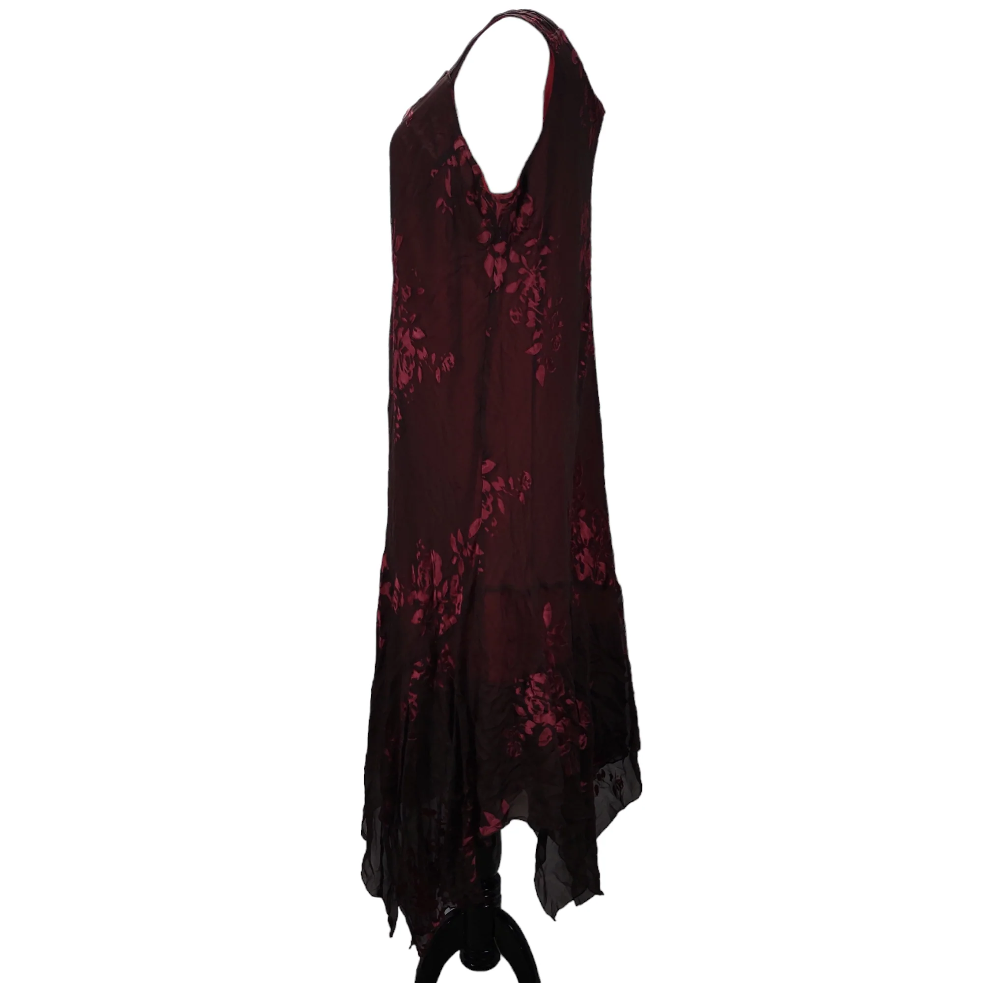 90s/00s Asymmetrical Hem Floral Burnout Bias Cut Dress By Jonathan Martin - Image 8