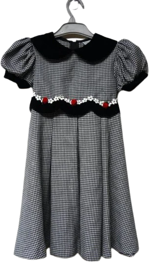 90s/00s Black And White Houndstooth Dress By Rare Editions