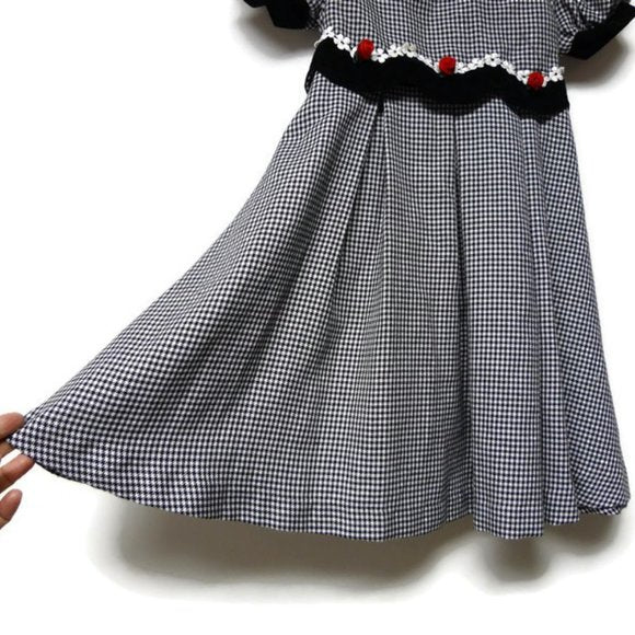 90s/00s Black And White Houndstooth Dress By Rare Editions - Image 3