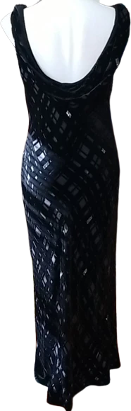 90s/00s Black Burnout Velvet Bias Gown By Valerie Stevens - Image 2
