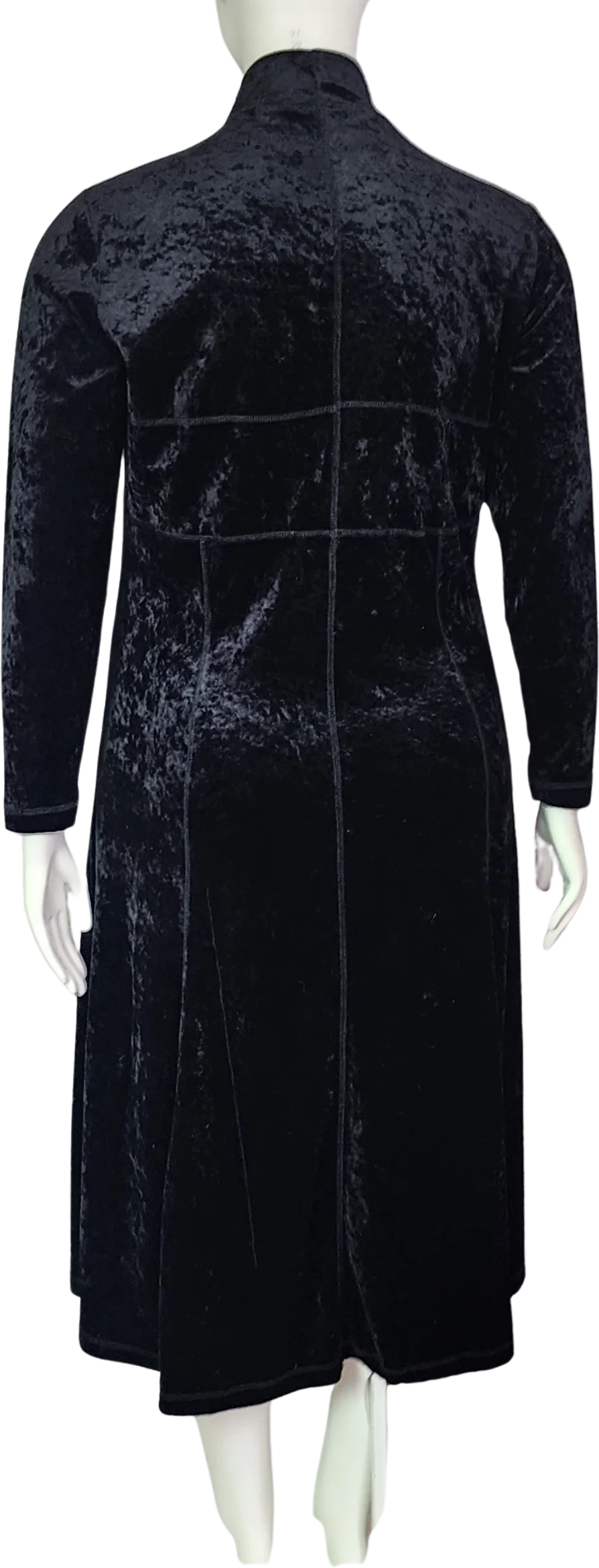 90s/00s Black Crushed Stretch Velvet Midi Dress By Styleworks - Image 2