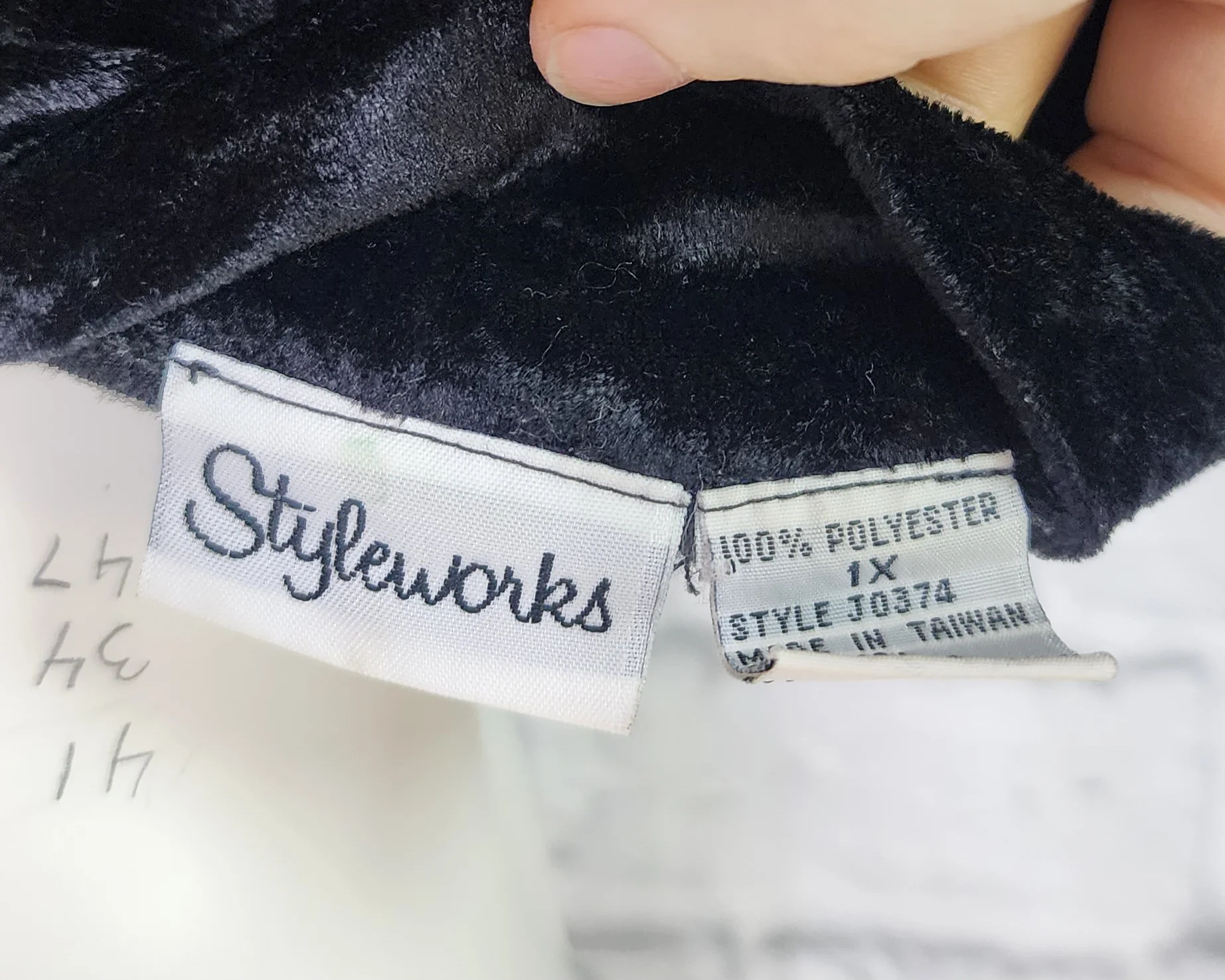 90s/00s Black Crushed Stretch Velvet Midi Dress By Styleworks - Image 6