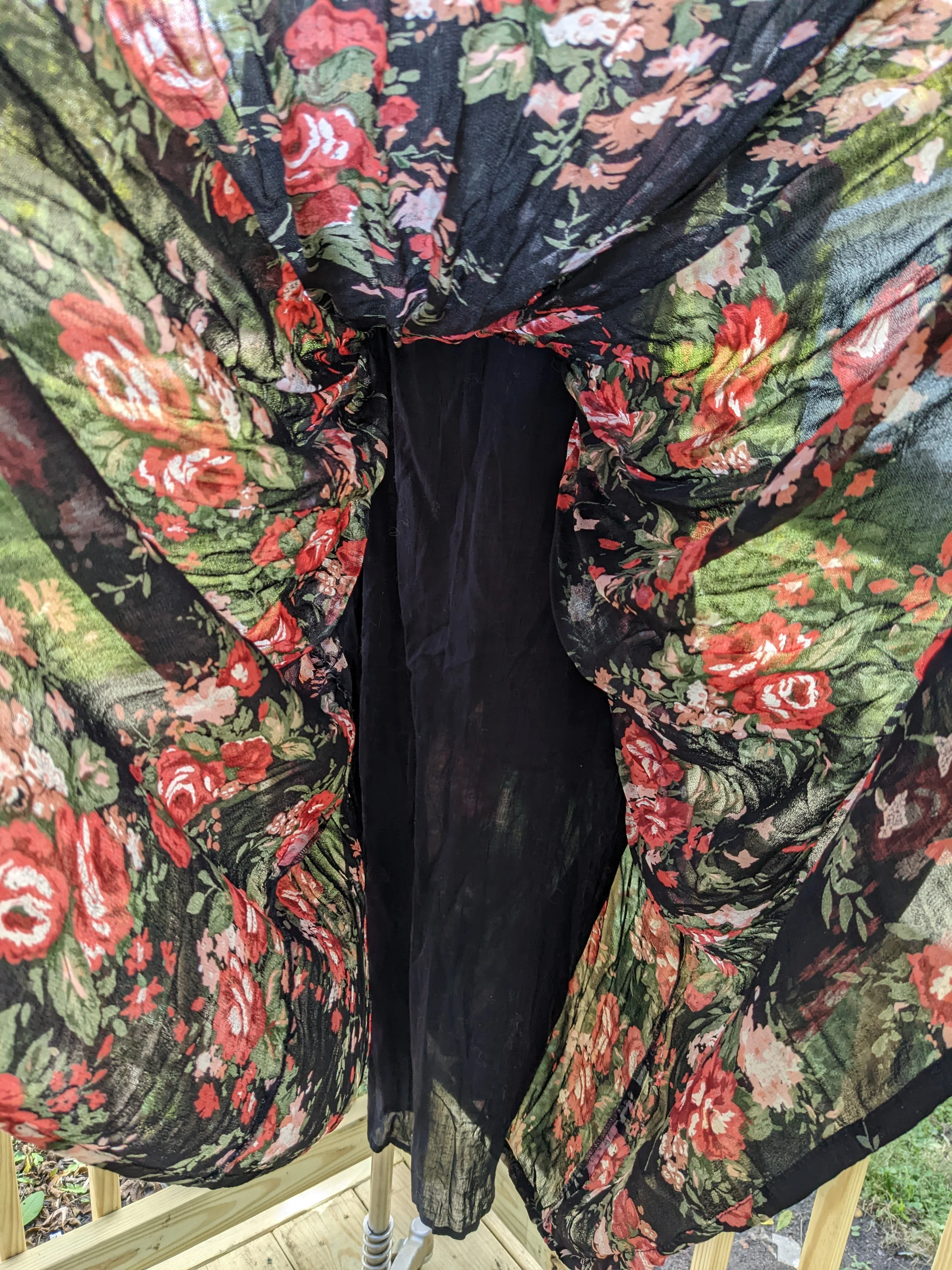 90s/00s Black Floral Button Maxi Dress By M.p.h - Image 7