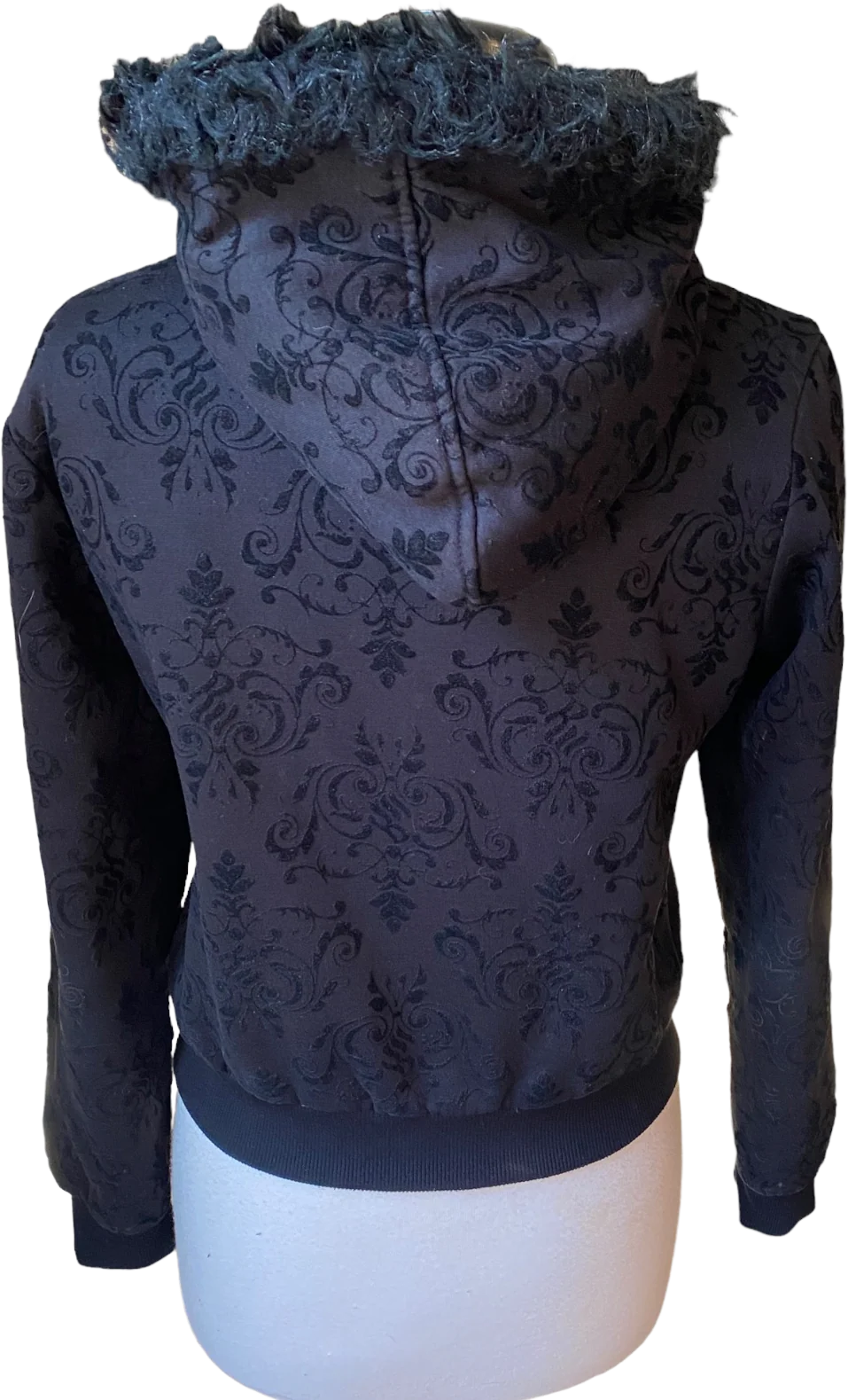 90s/00s Black Hooded Jacket Zip Embossed Velvet Logo Sz M By Rocawear - Image 2