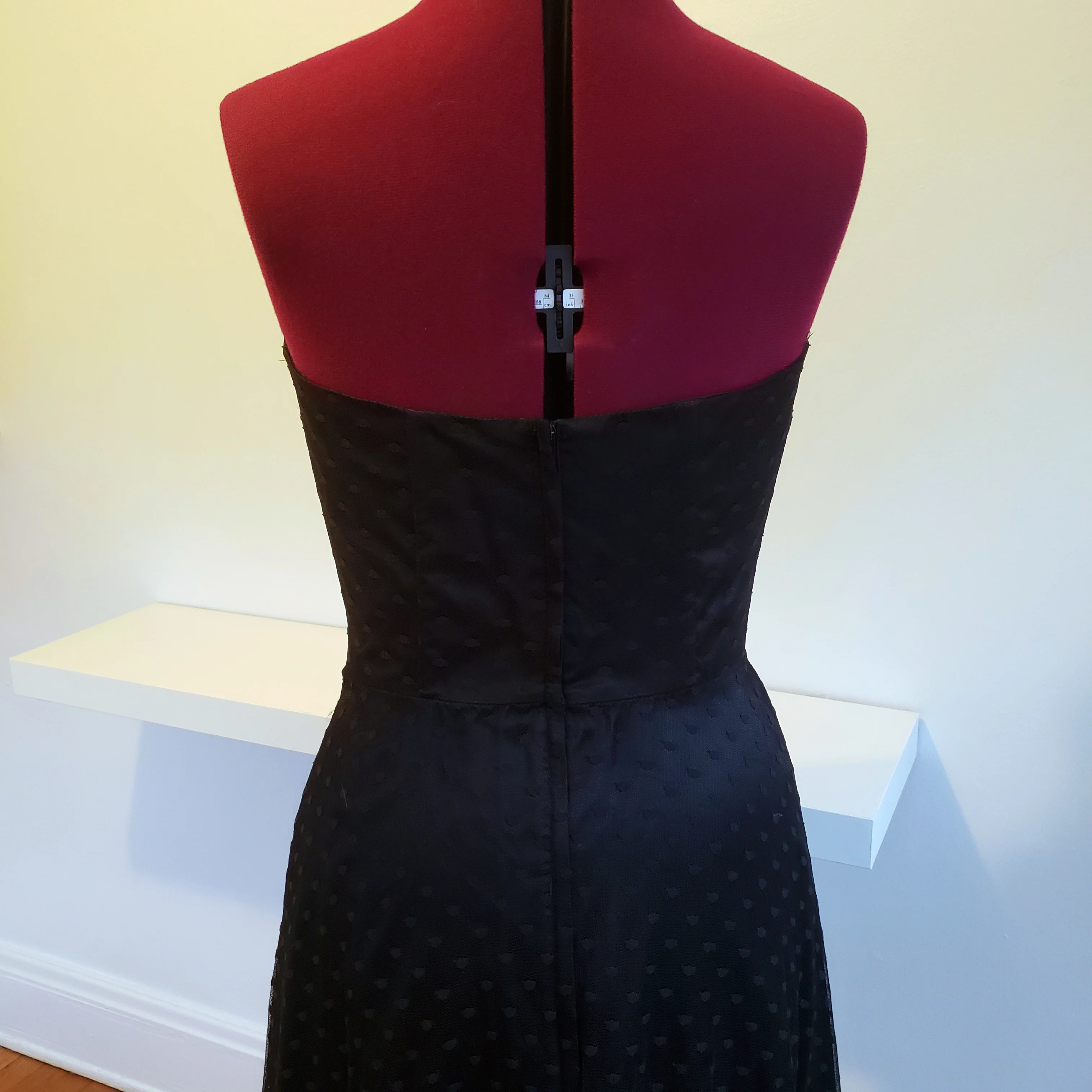 90s/00s Black Lace Polka Dot Formal Gown By Scott McClintock - Image 2