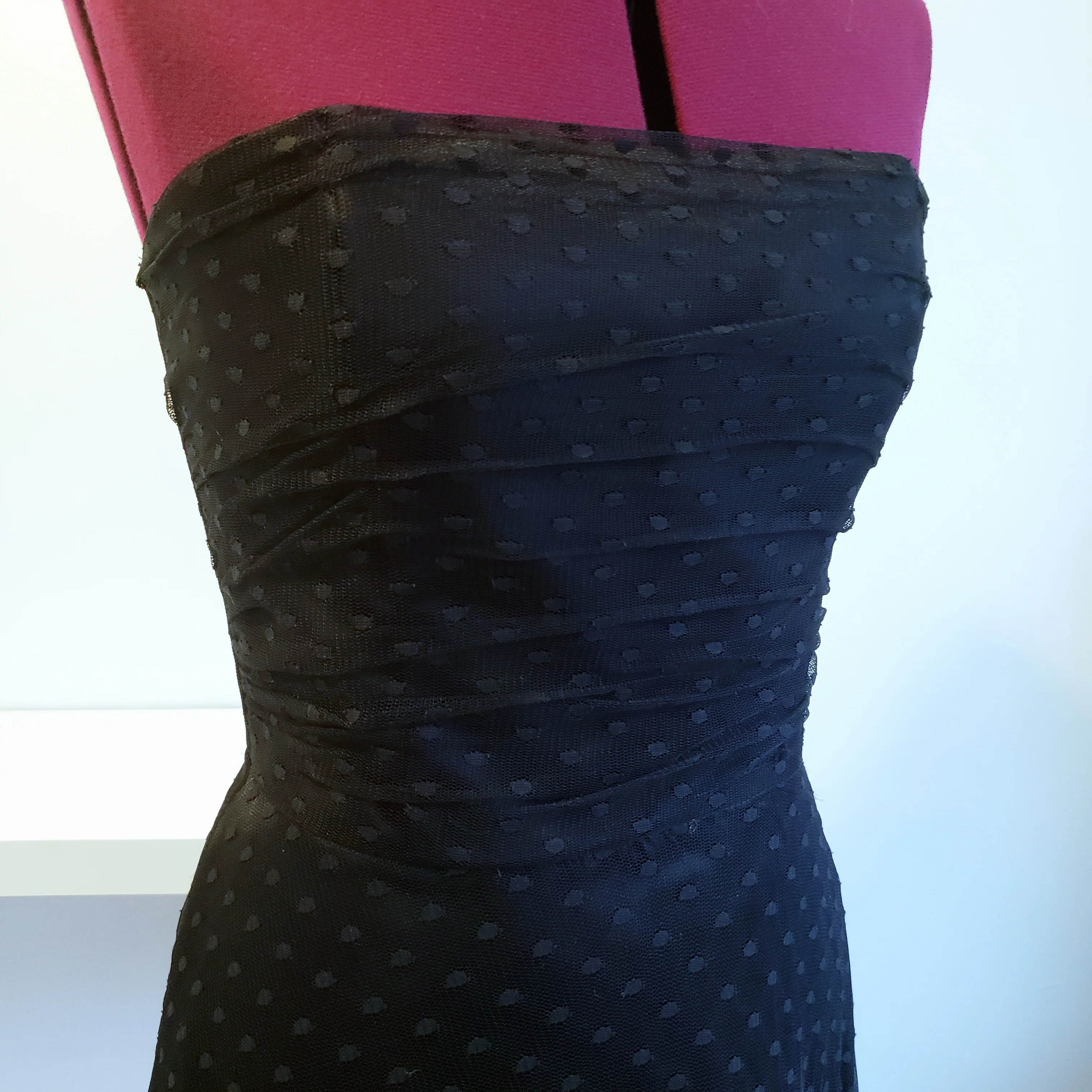 90s/00s Black Lace Polka Dot Formal Gown By Scott McClintock - Image 4
