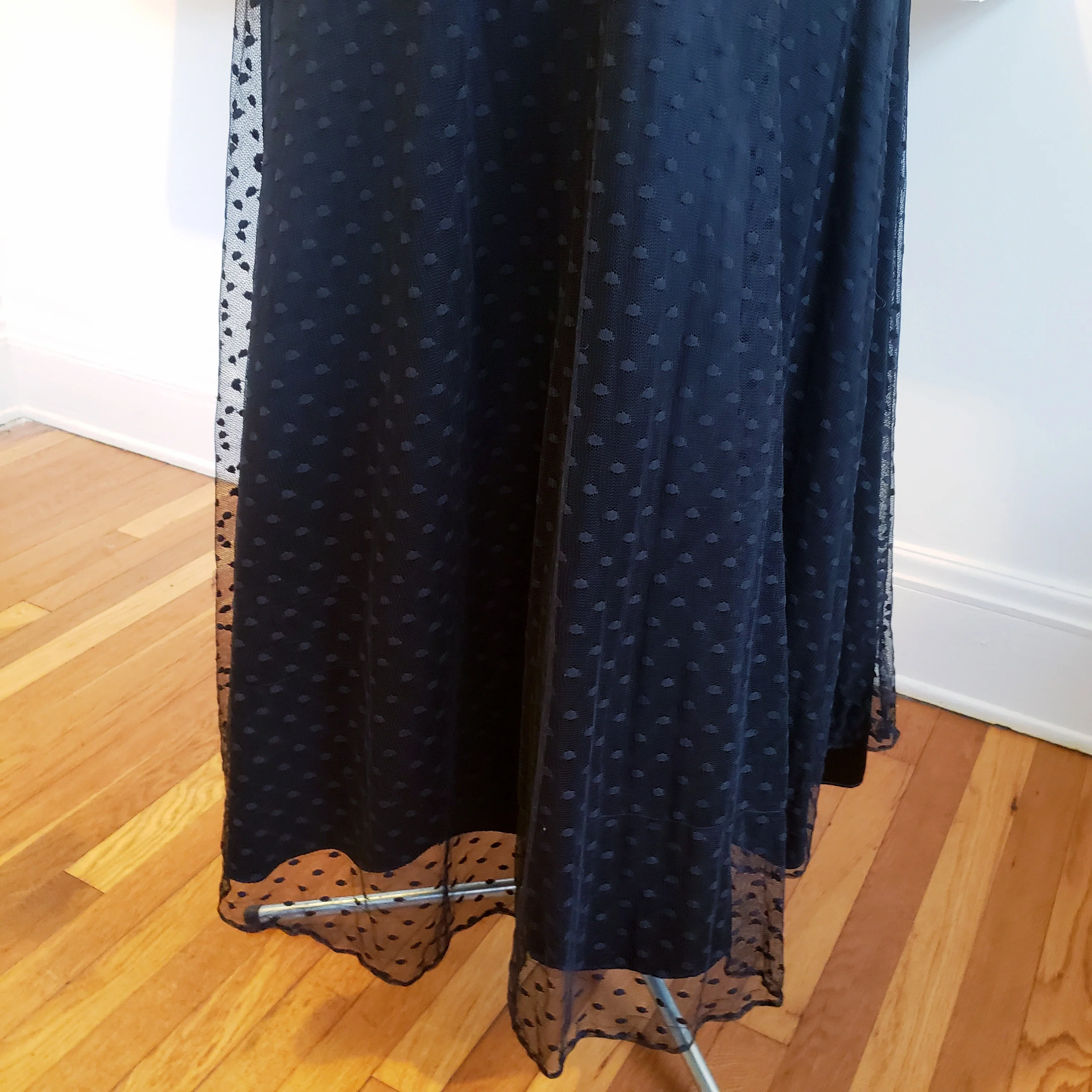 90s/00s Black Lace Polka Dot Formal Gown By Scott McClintock - Image 8