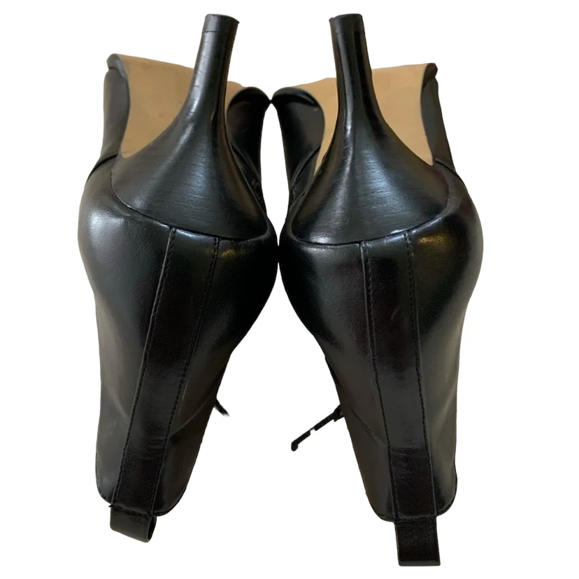 90s/00s Black Leather Ankle Booties 7m By Donald J. Pliner - Image 4