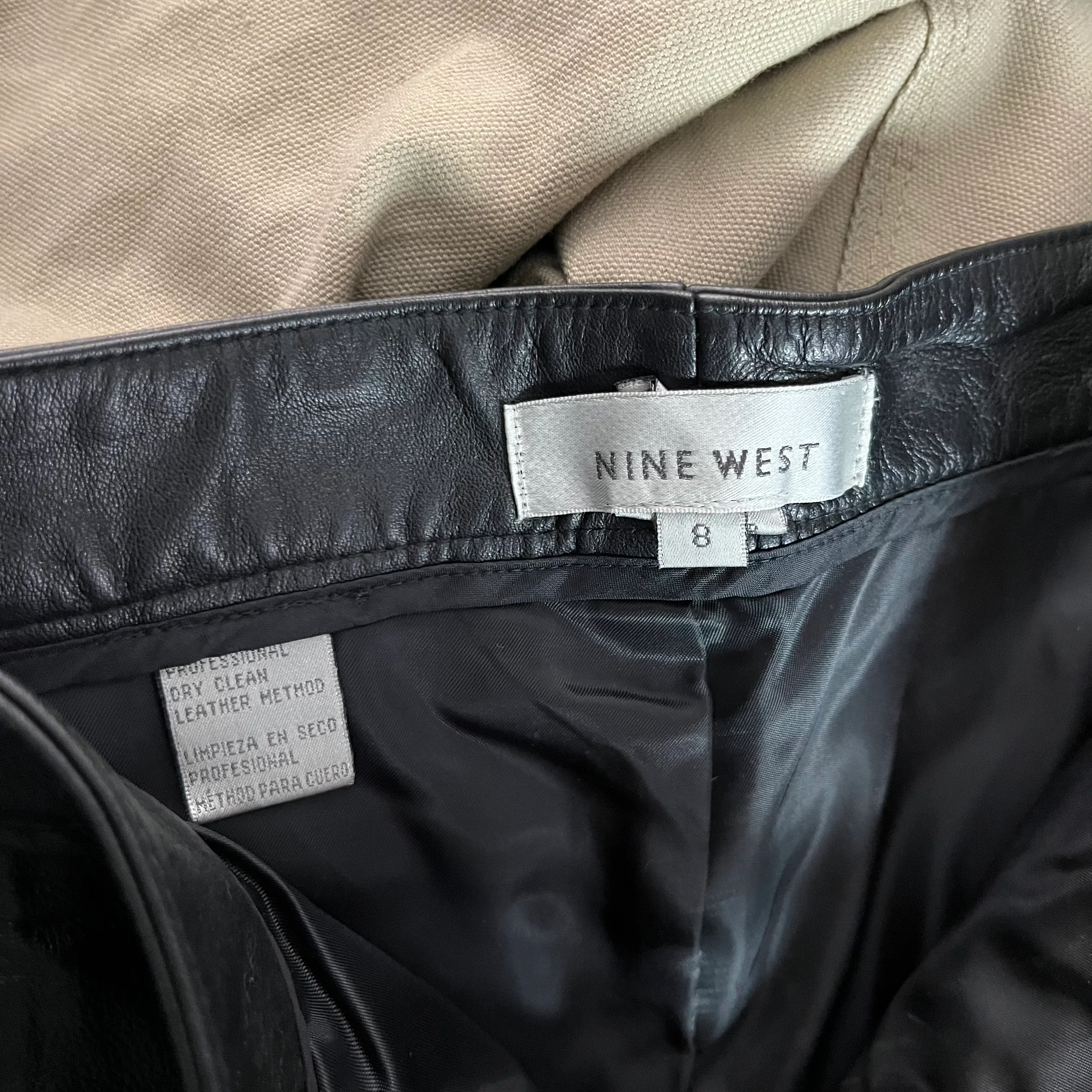 90s/00s Black Leather Moto Bikercore Riding Pants By Nine West - Image 5
