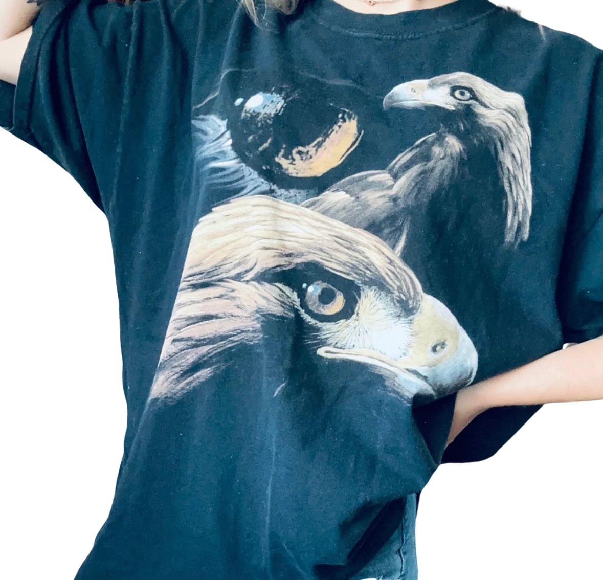 90s/00s Black Oversized Eagle Eye Graphic T-shirt By The Mountain - Image 2