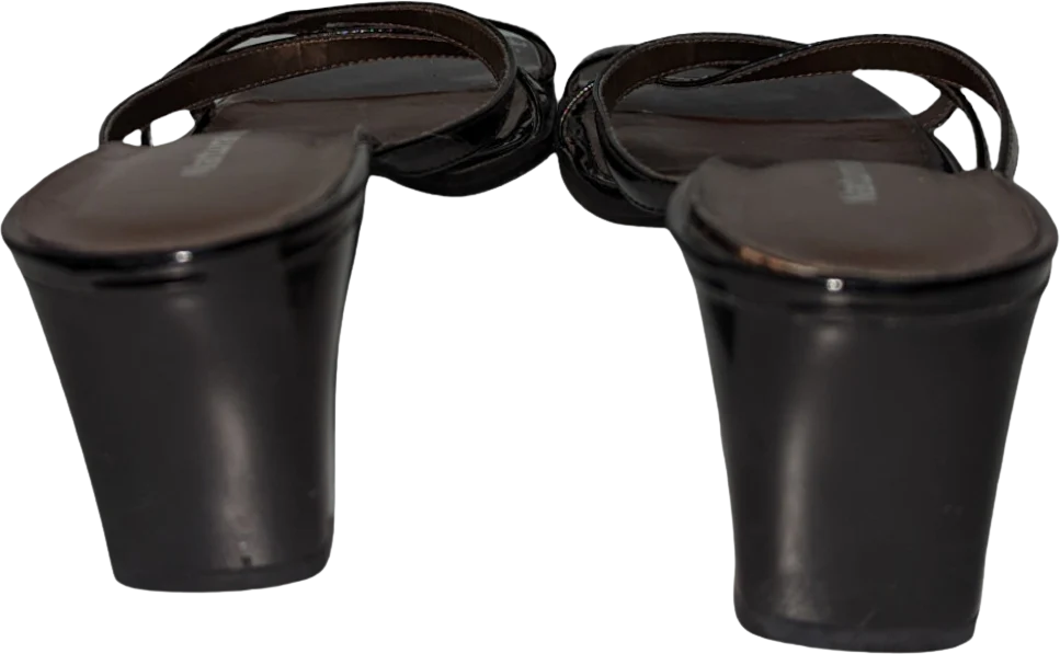 90s/00s Black Patent Leather Strappy Slide Heeled Sandal By Naturalizer - Image 2