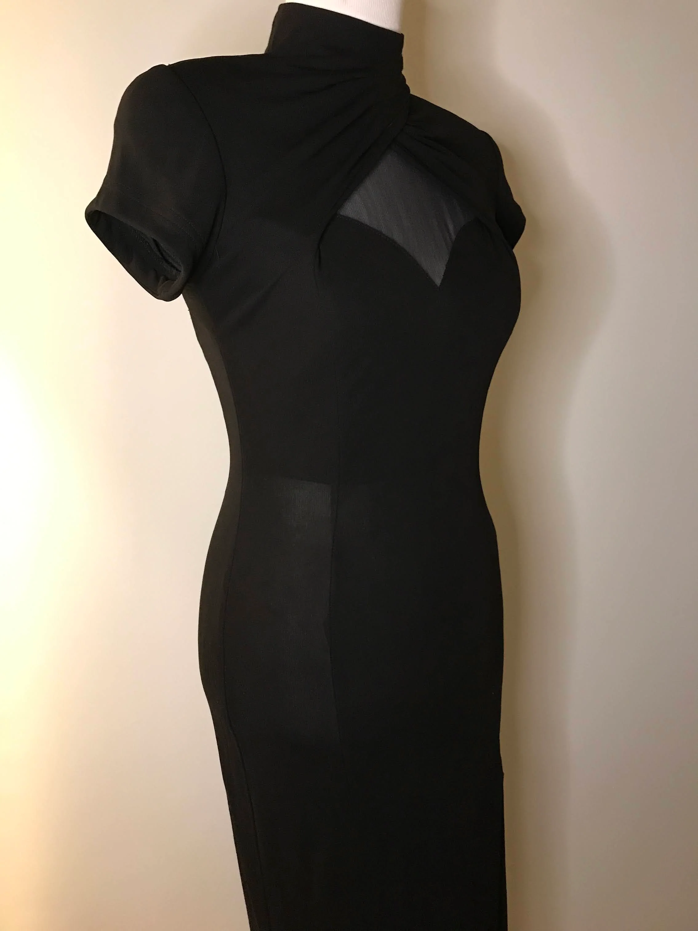 90s/00s Black Slinky Body Con Sweetheart Party Maxi Dress by Night Way - Image 3