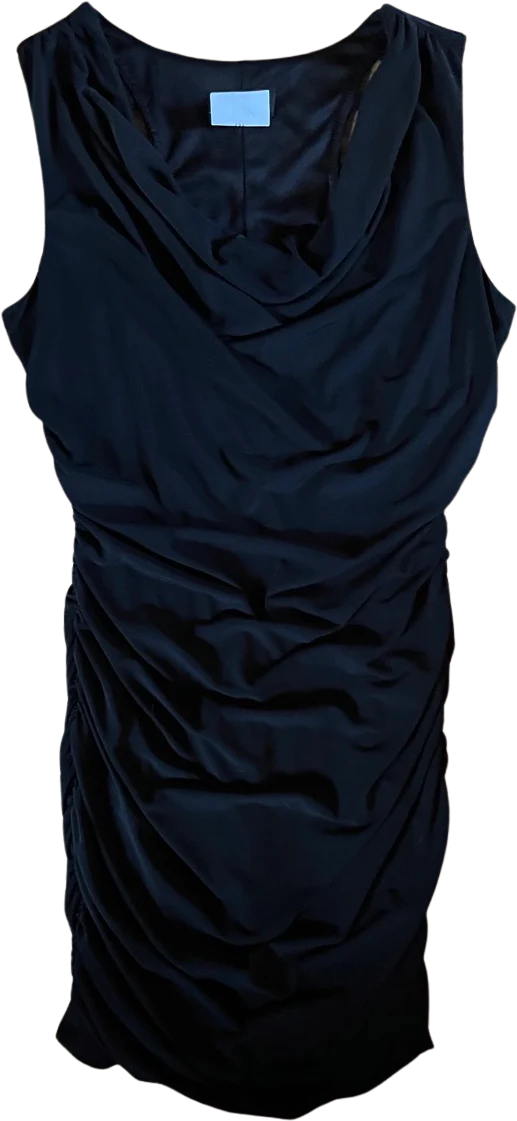 90s/00s Black Stretch Cutout Dress With Ruched Sides By A. Byer