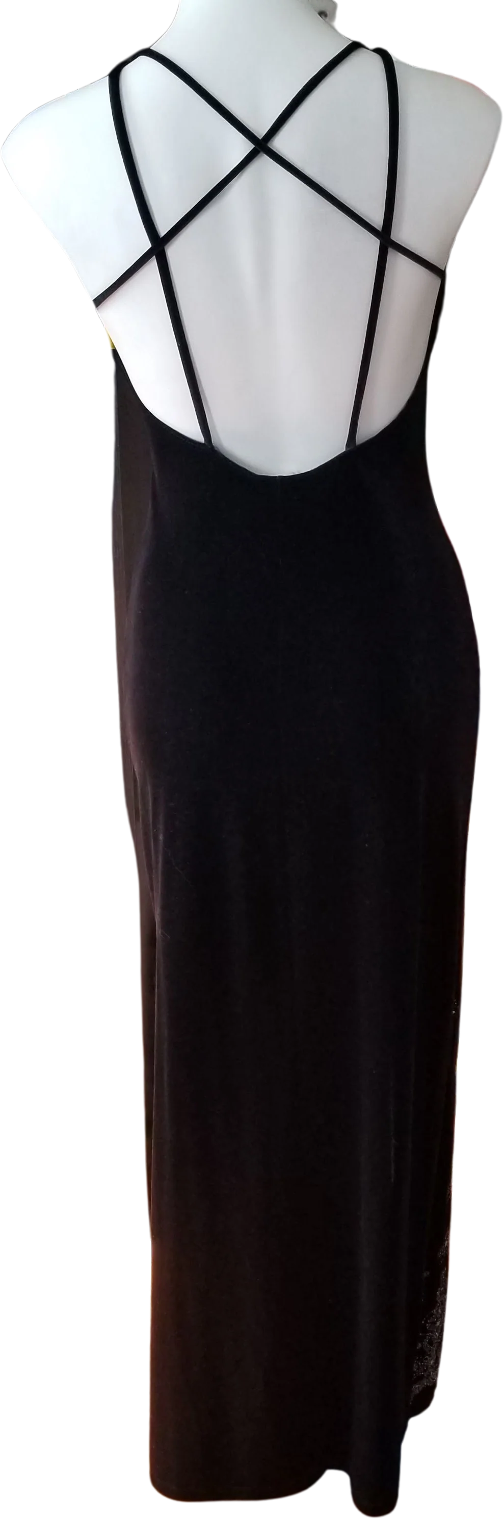 90s/00s Black Velour Gown Dress With Ab Glitter Hem By Status Collection - Image 2