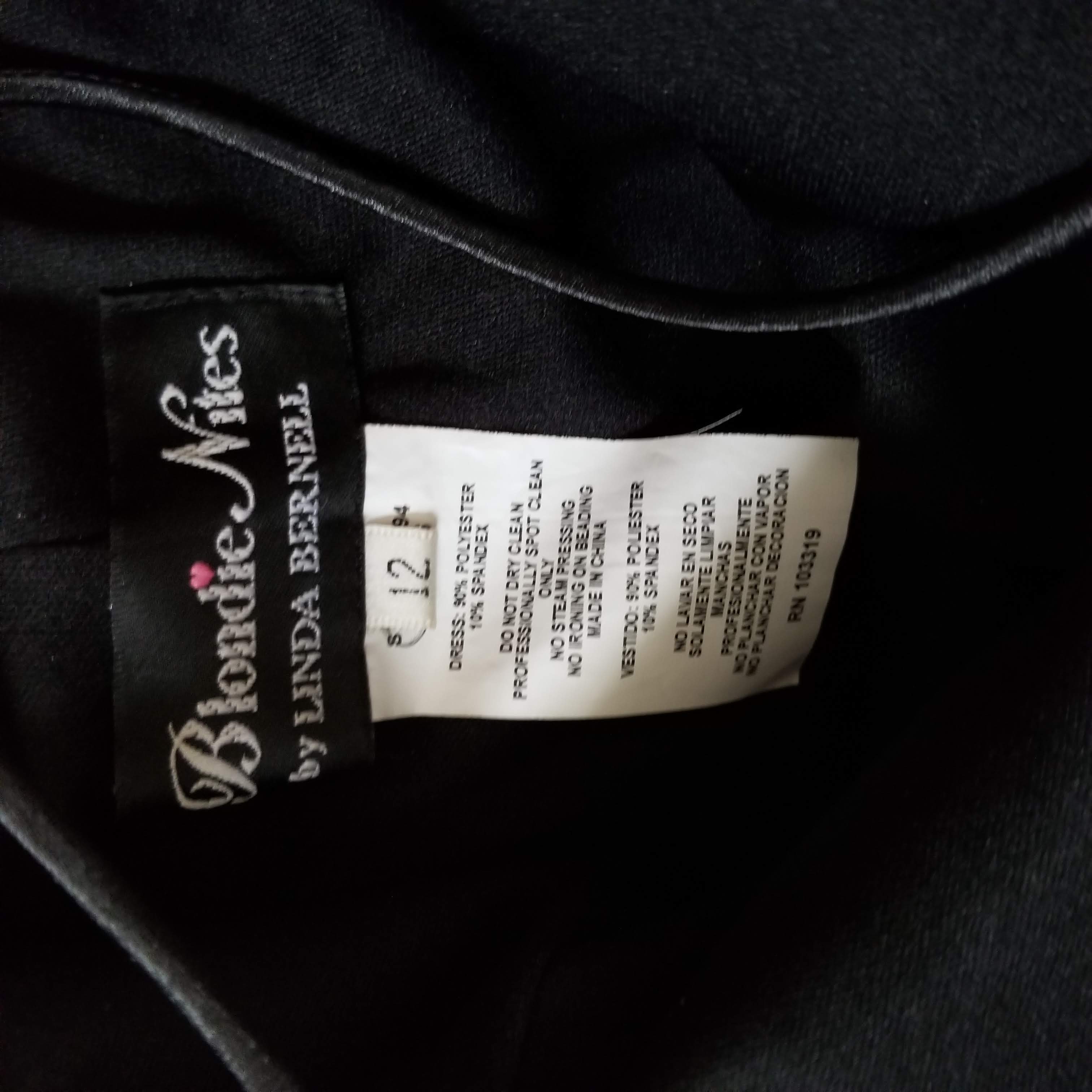 90s/00s Black Velour Gown W Silver Detail And Train By Blondie Nites - Image 8