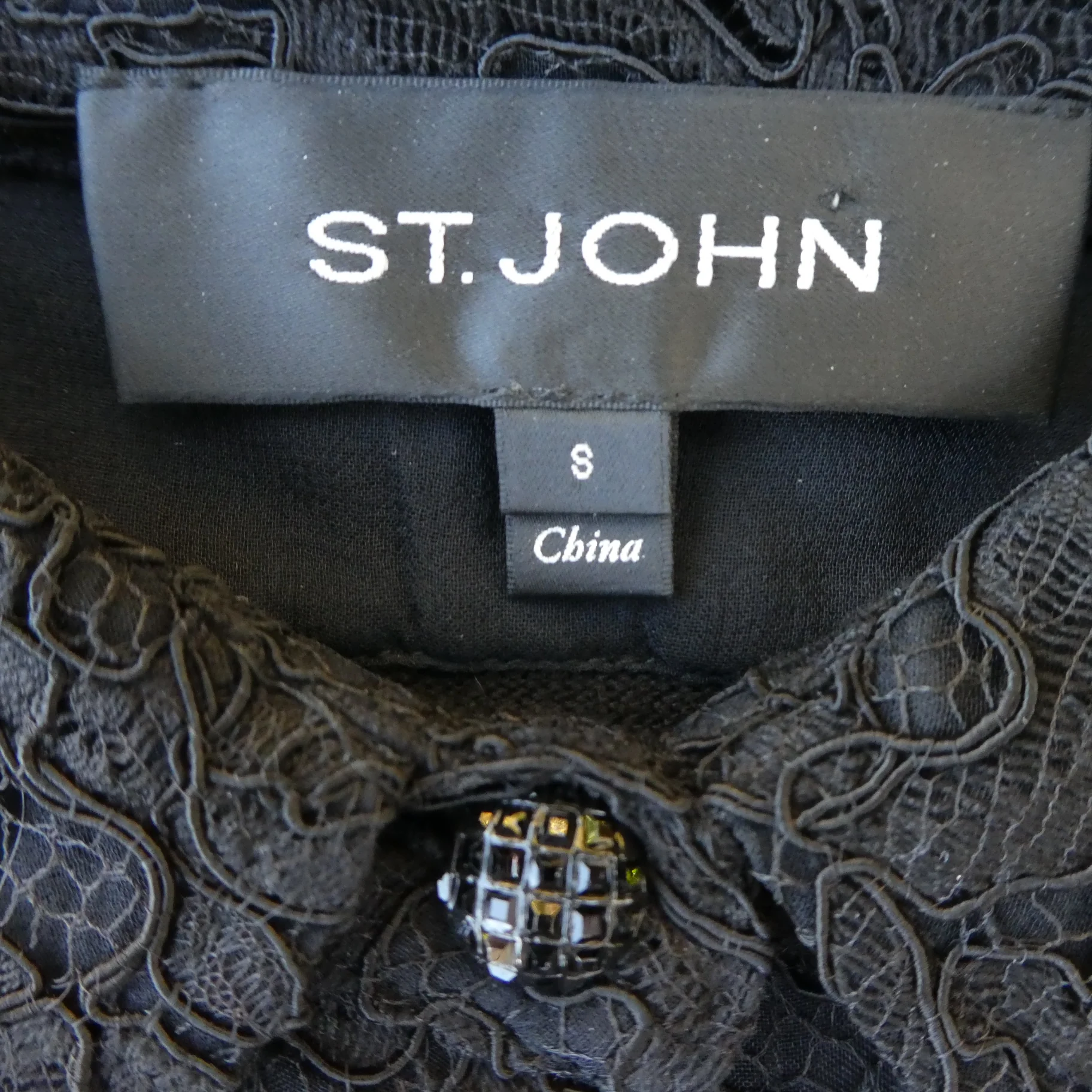 90s/00s Black Wool Knit Deep V Lace Collared Dicky S By St. John - Image 7
