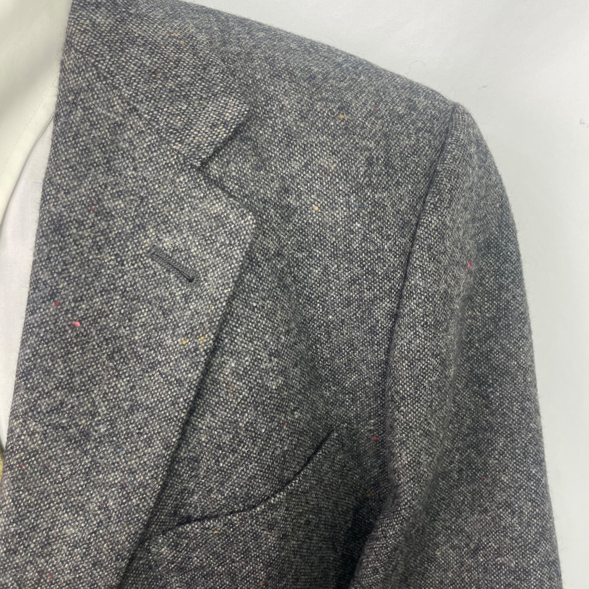 90s/00s Black Wool Tweed 2 Button Mens Blazer Jacket 42l By Burberrys - Image 4