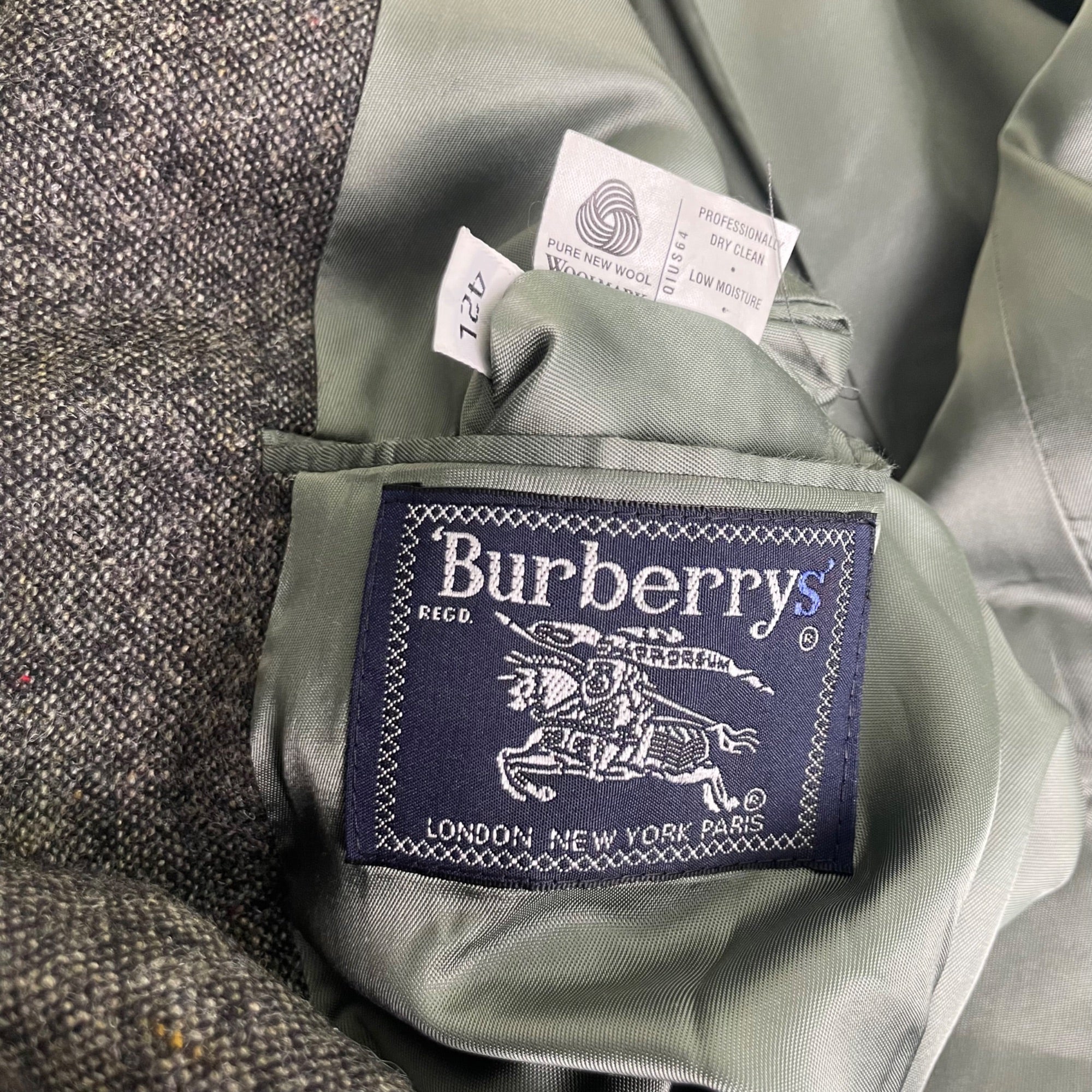 90s/00s Black Wool Tweed 2 Button Mens Blazer Jacket 42l By Burberrys - Image 7