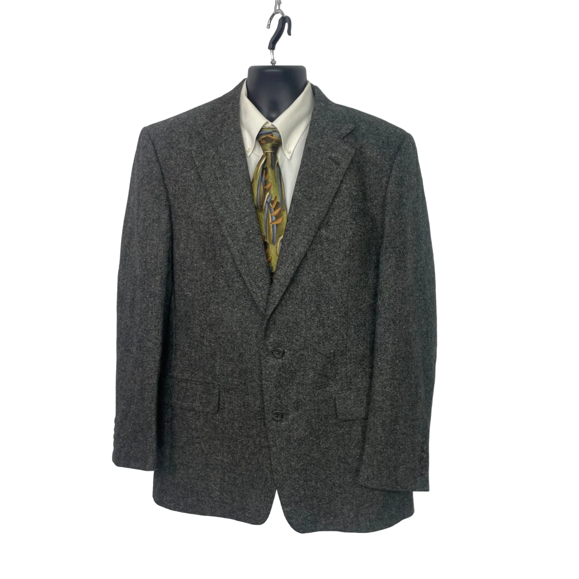 90s/00s Black Wool Tweed 2 Button Mens Blazer Jacket 42l By Burberrys - Image 8