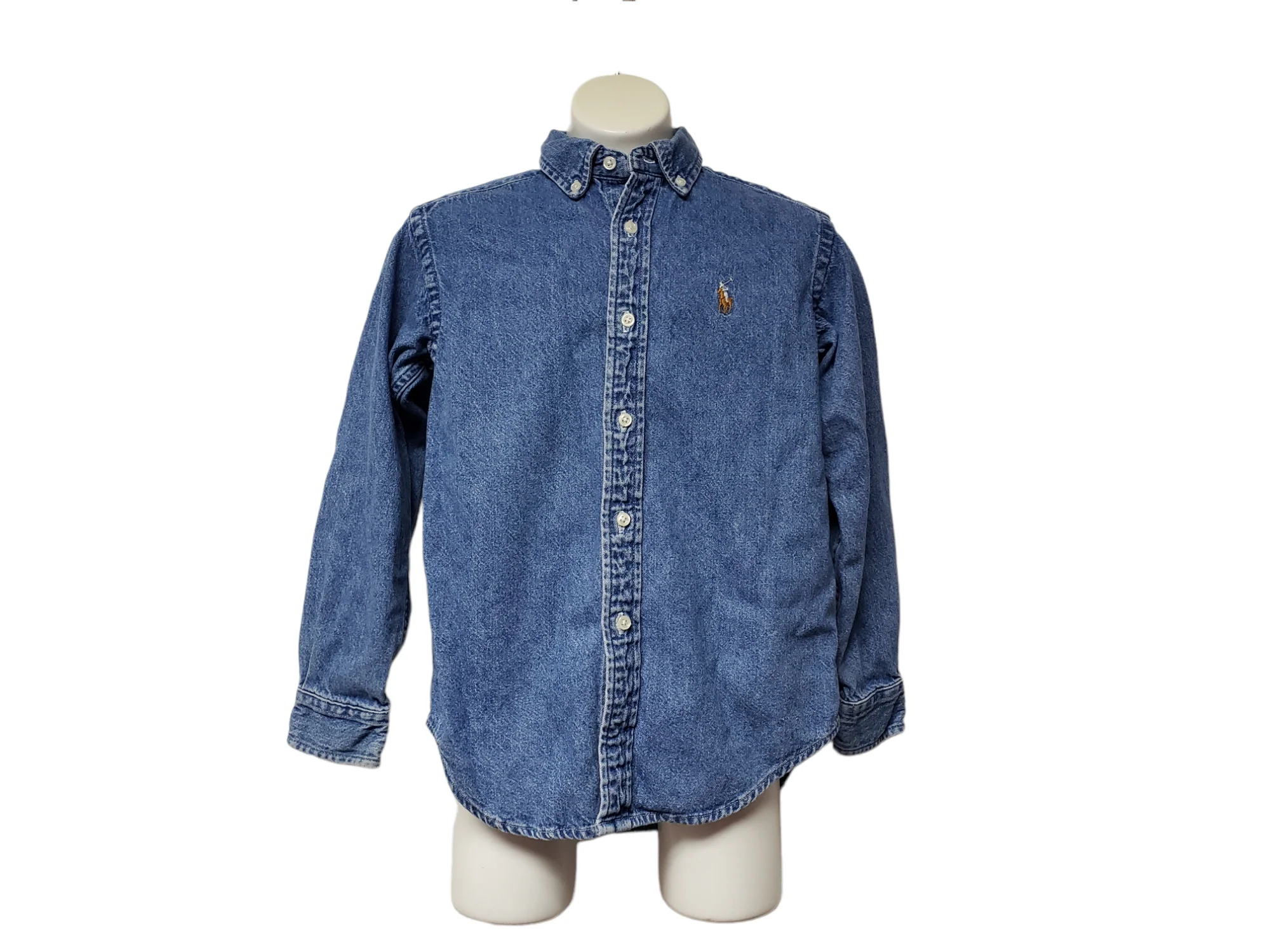 90s/00s Blue Denim Button Down Shirt By Ralph Lauren - Image 3