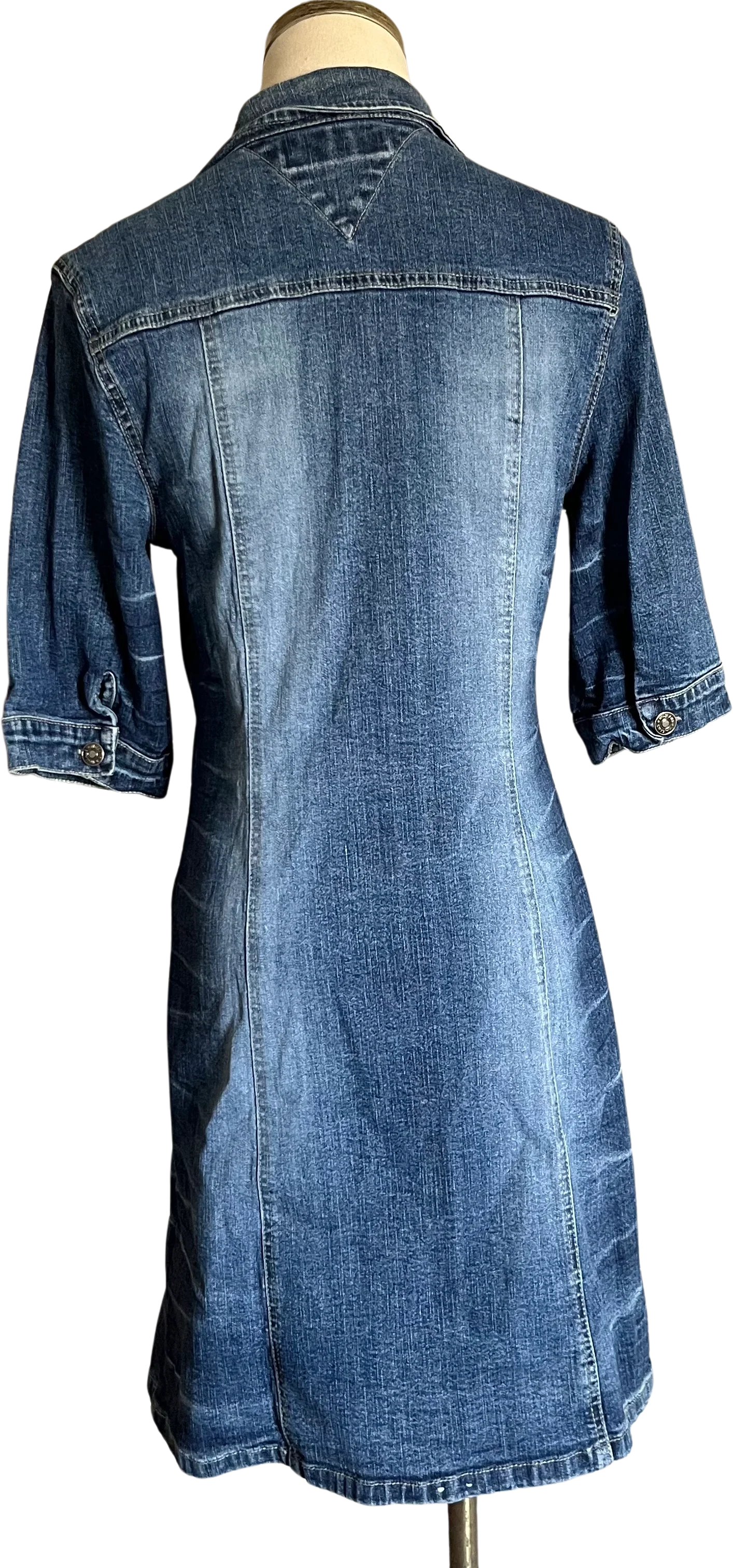 90s/00s Blue Denim Button Front Mini Dress By Hi Jeans - Image 2