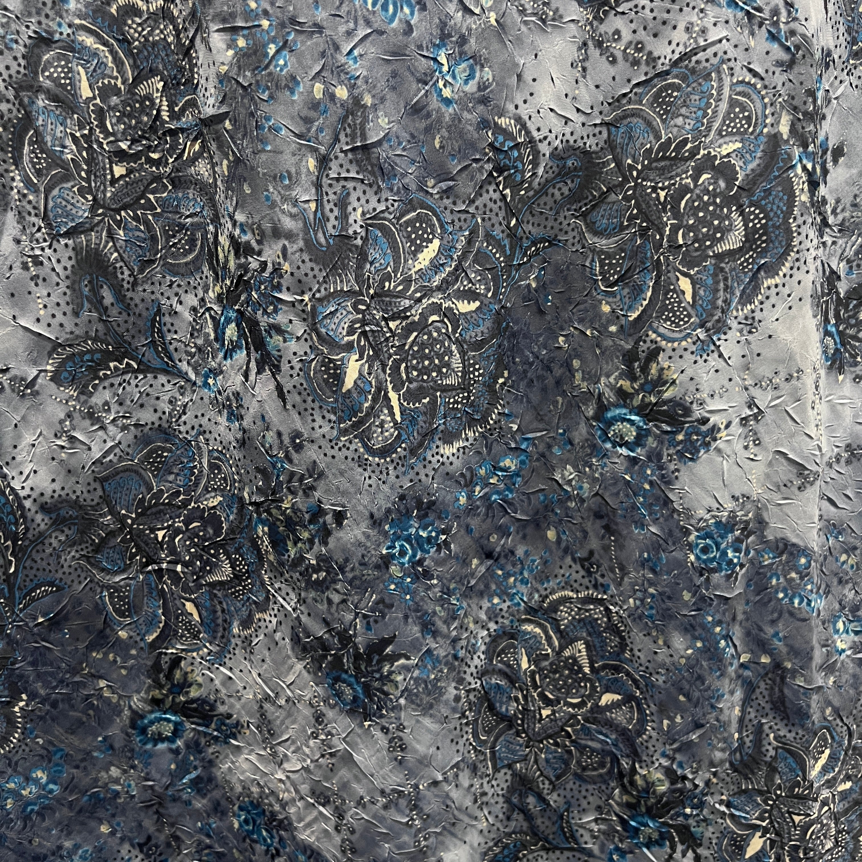 90s/00s Blue Floral Print Maxi Crinkle Sleeveless Dress By K Studio - Image 6