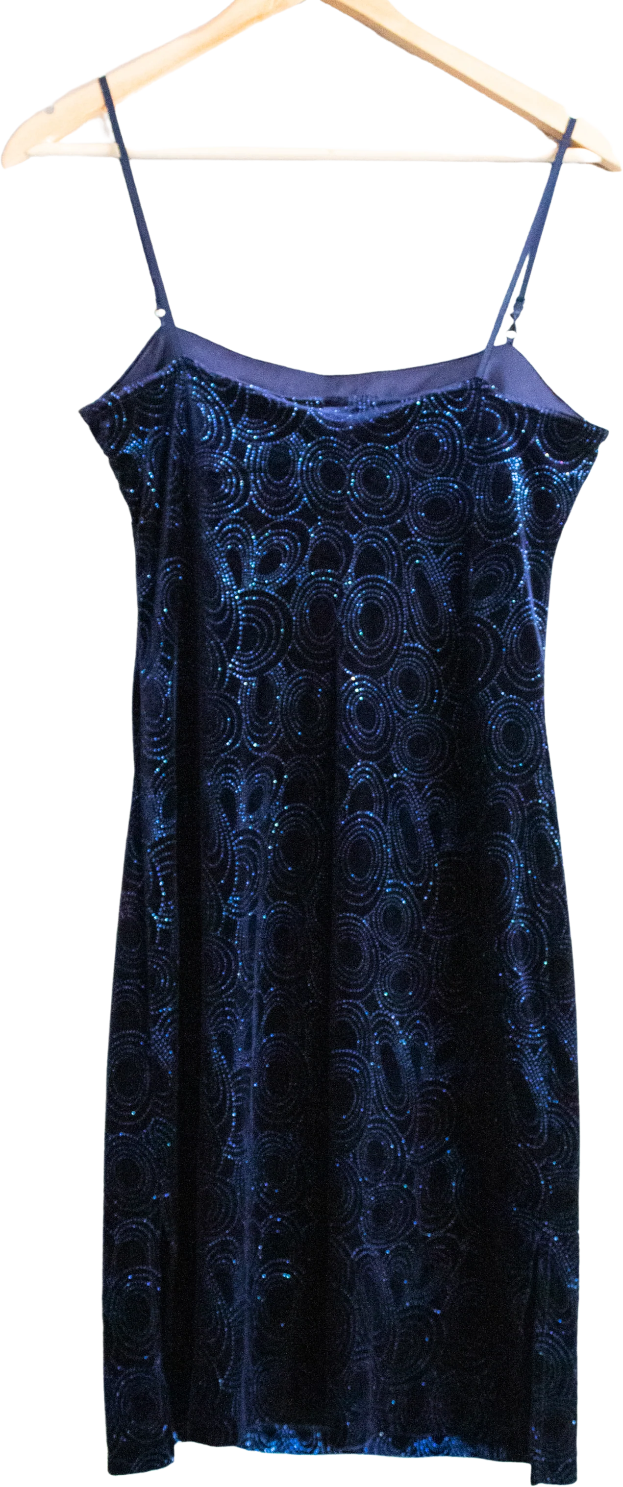 90s/00s Blue Velvet Strappy Dress Small Medium By Nextup - Image 2