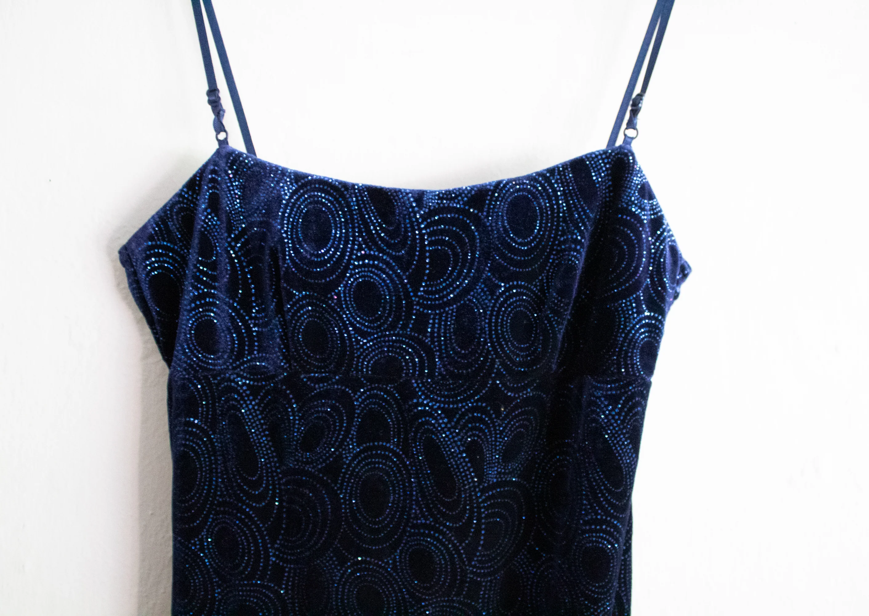 90s/00s Blue Velvet Strappy Dress Small Medium By Nextup - Image 5