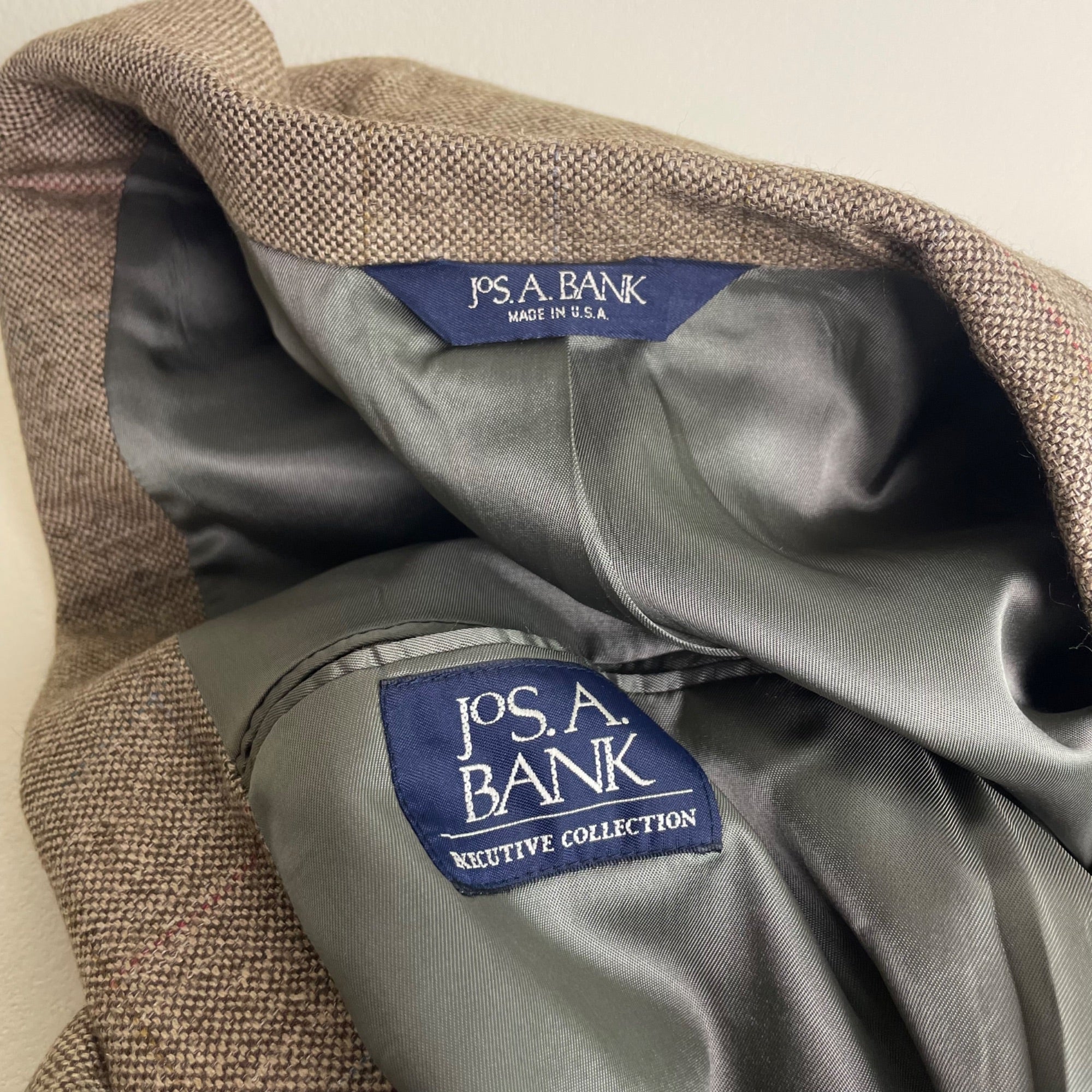 90s/00s Brown Two Button Single Vent Sport Coat Jacket By Jos a Bank - Image 6