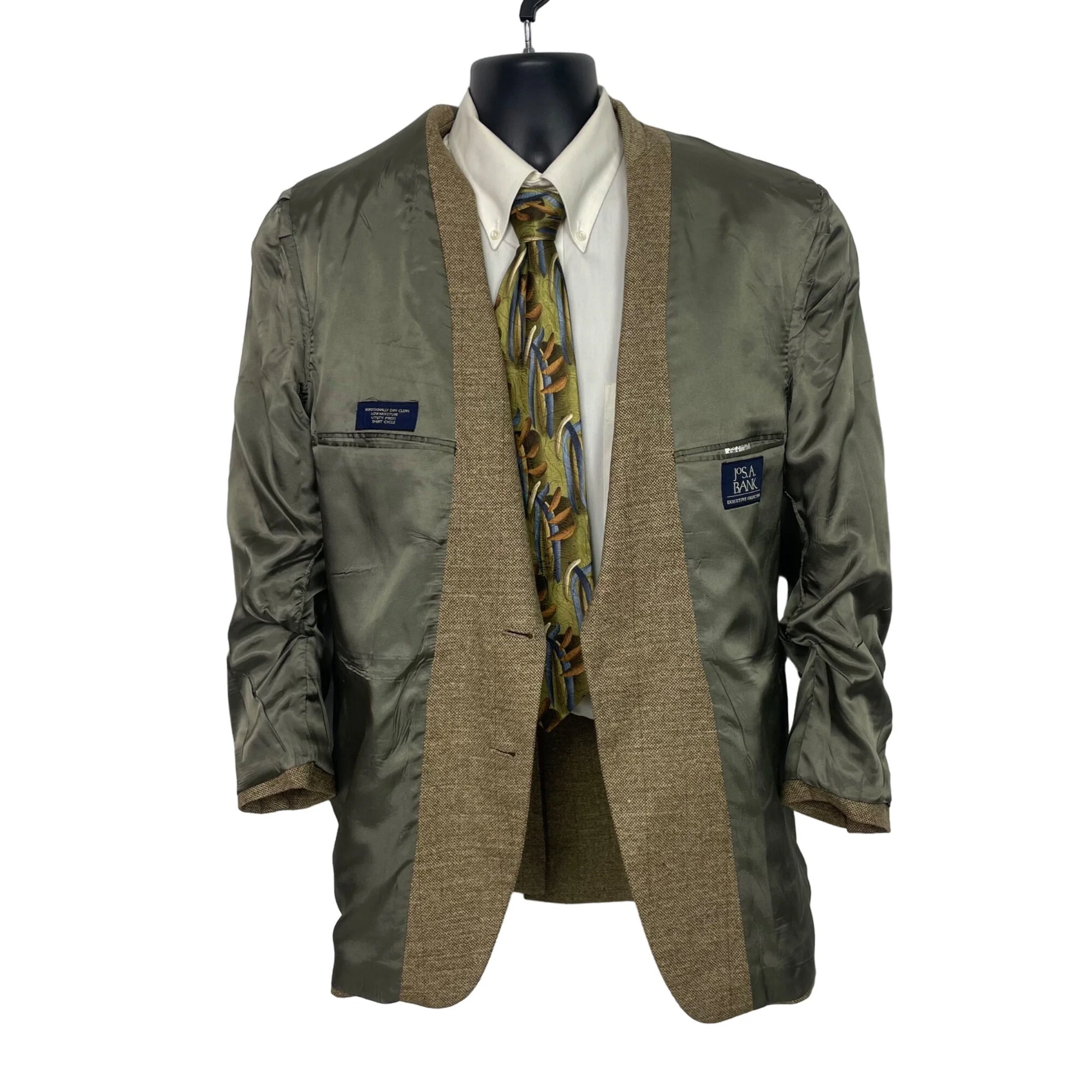 90s/00s Brown Two Button Single Vent Sport Coat Jacket By Jos a Bank - Image 8
