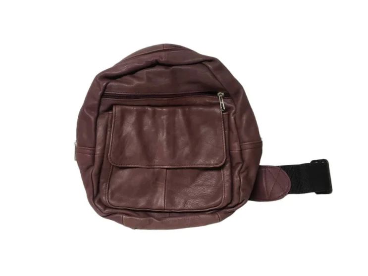 90s/00s Burgundy Leather Multi-pocket Backpack - Image 3