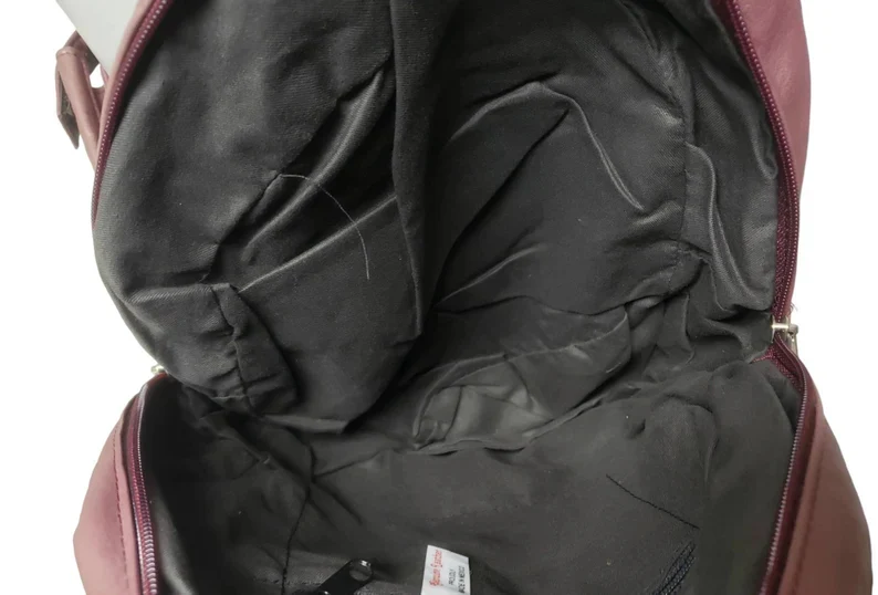 90s/00s Burgundy Leather Multi-pocket Backpack - Image 7