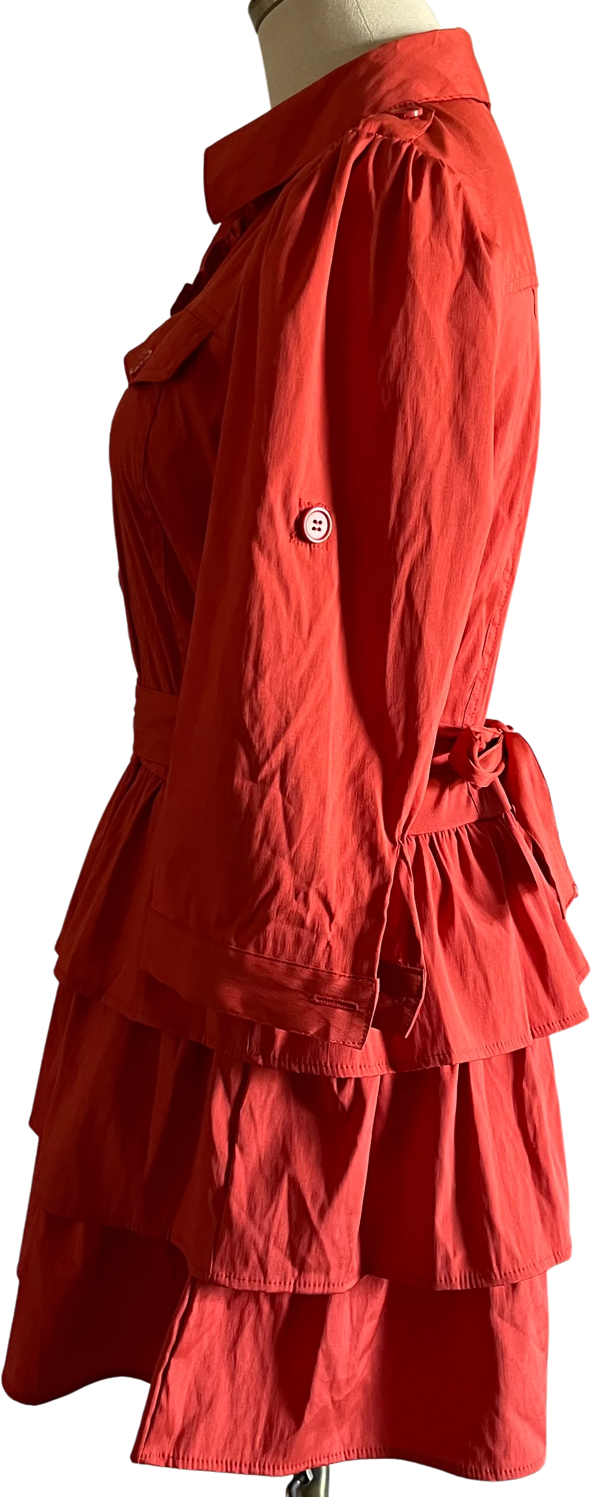 90s/00s Burnt Orange Trench Style Mini Dress - Image 3