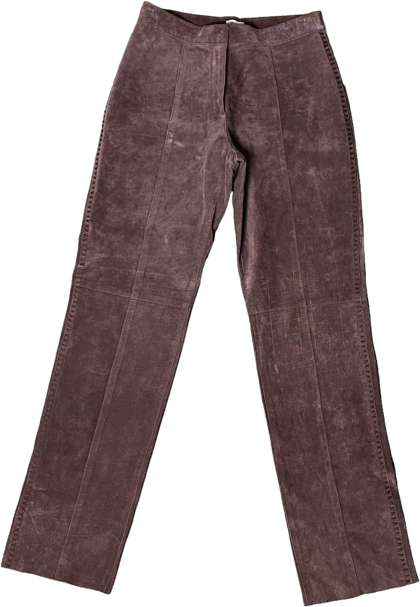 90s/00s Chocolate Brown Embroidered Bikercore Suede Pants By Think Tank