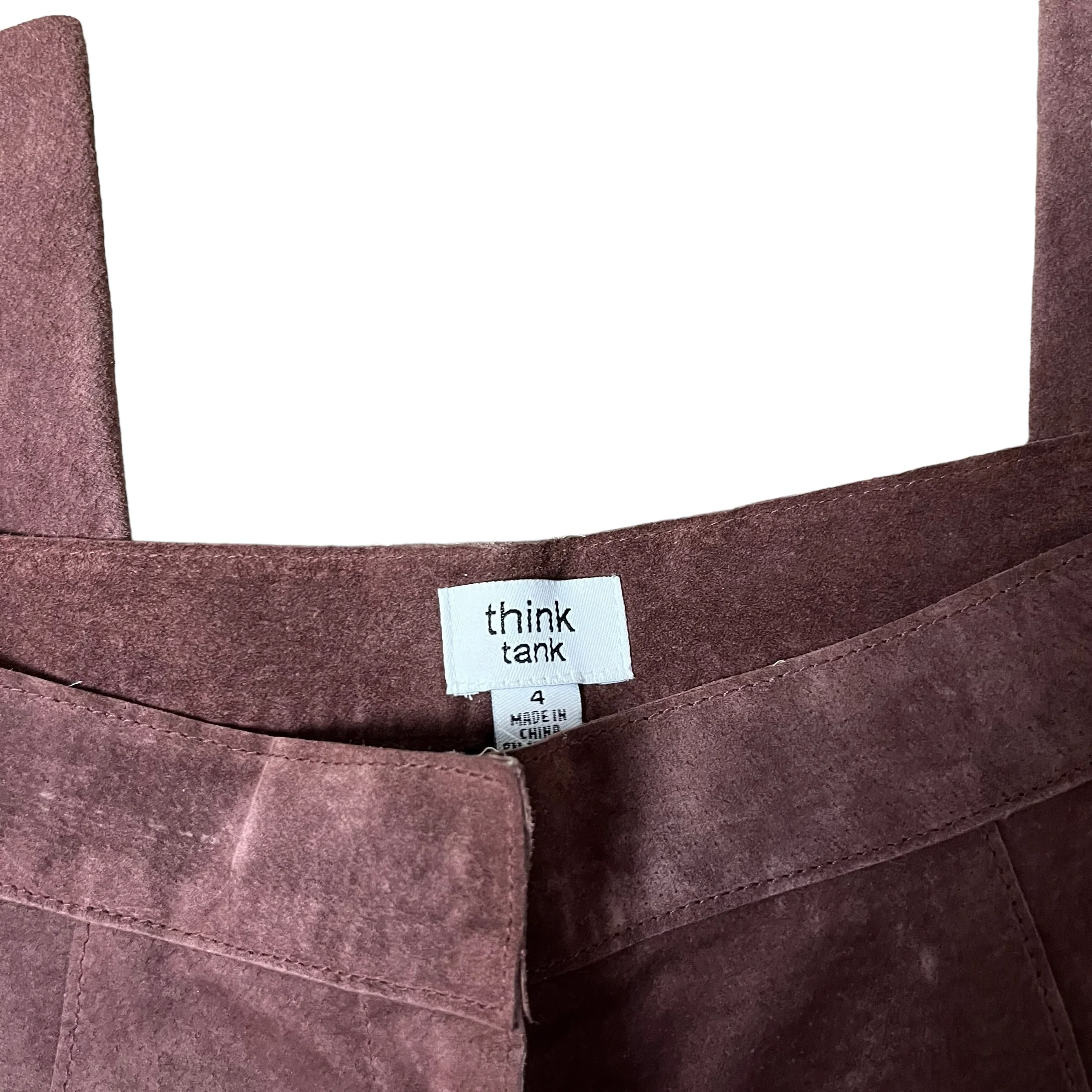 90s/00s Chocolate Brown Embroidered Bikercore Suede Pants By Think Tank - Image 4