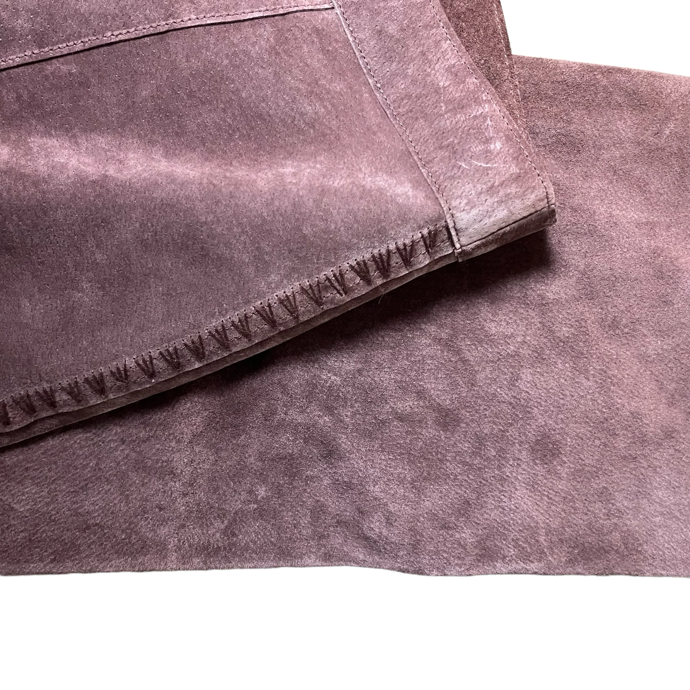 90s/00s Chocolate Brown Embroidered Bikercore Suede Pants By Think Tank - Image 5