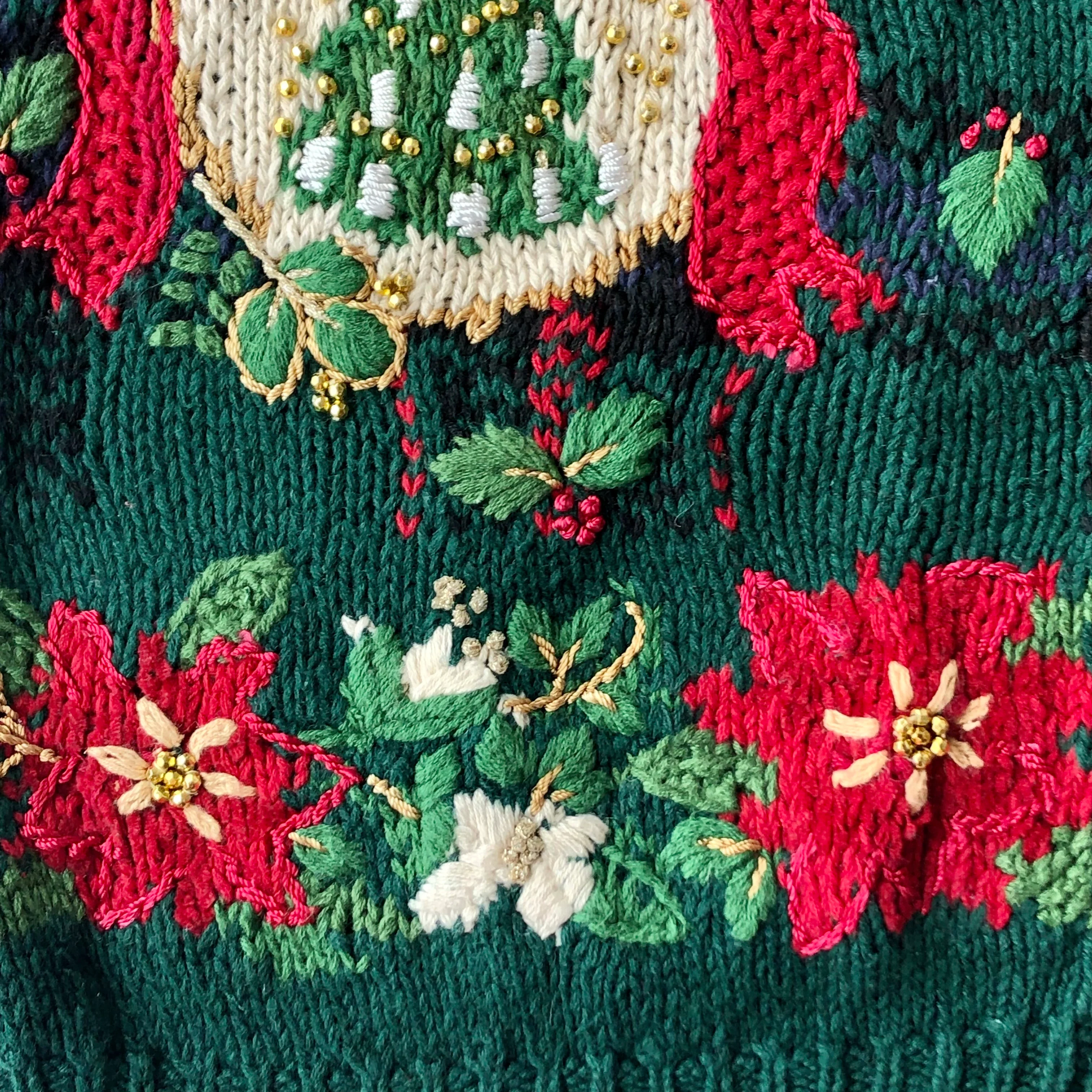 90s/00s Christmas Ornaments Cardigan Lg Grand Millennial By Heirloom Collectibles - Image 4