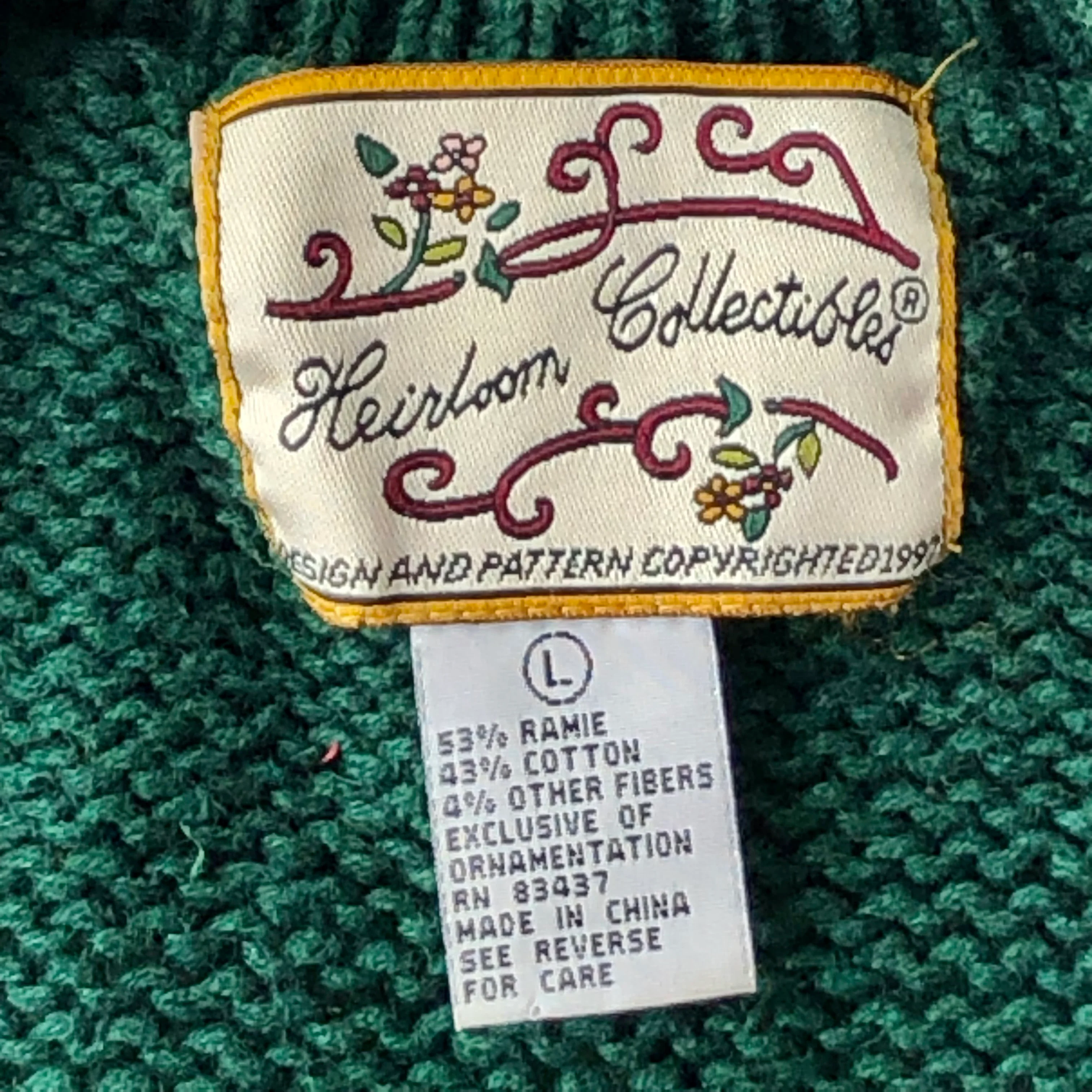 90s/00s Christmas Ornaments Cardigan Lg Grand Millennial By Heirloom Collectibles - Image 7