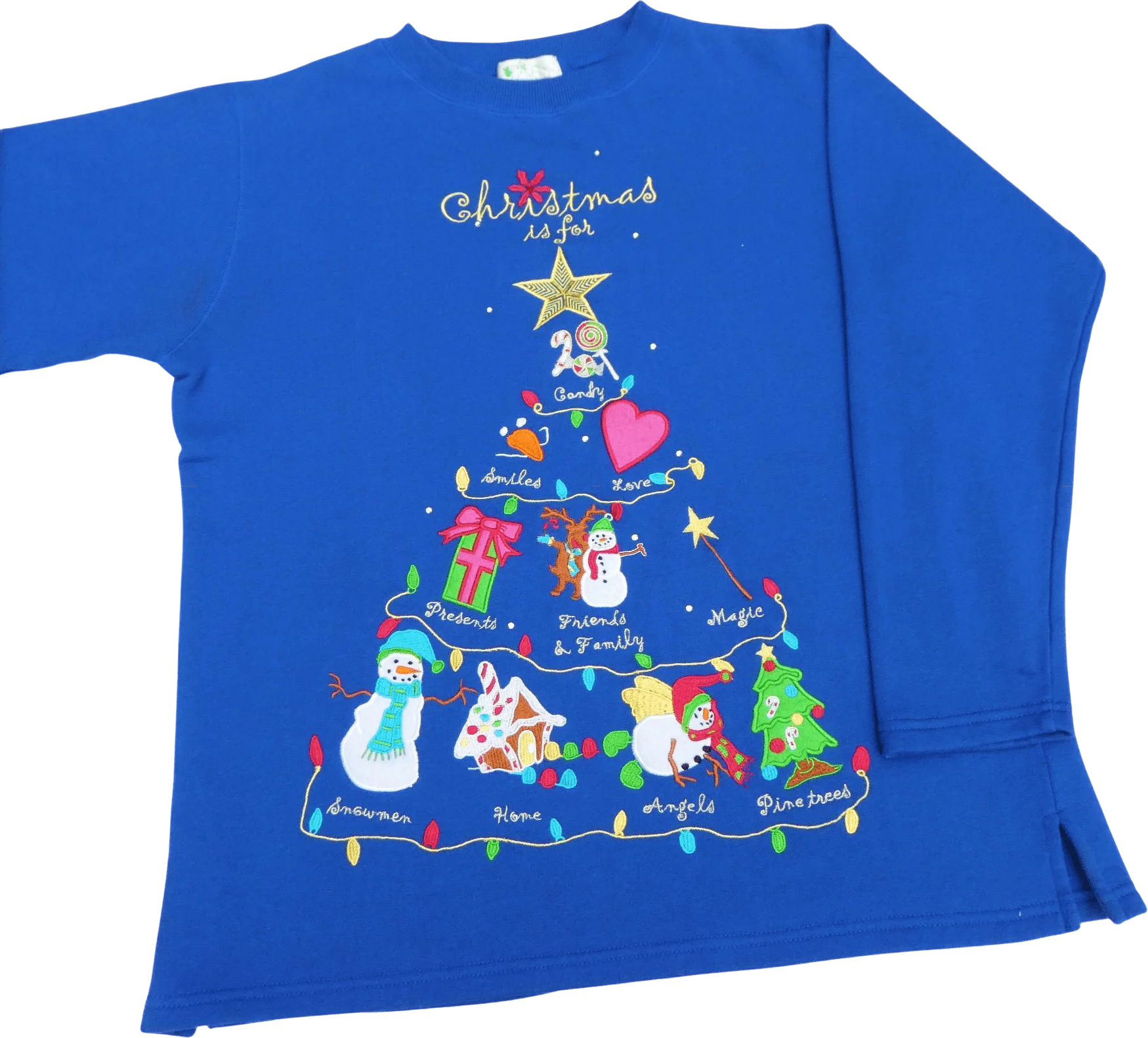 90s/00s Christmas Sweatshirt Fleece Lined Holiday Family By Quacker Factory