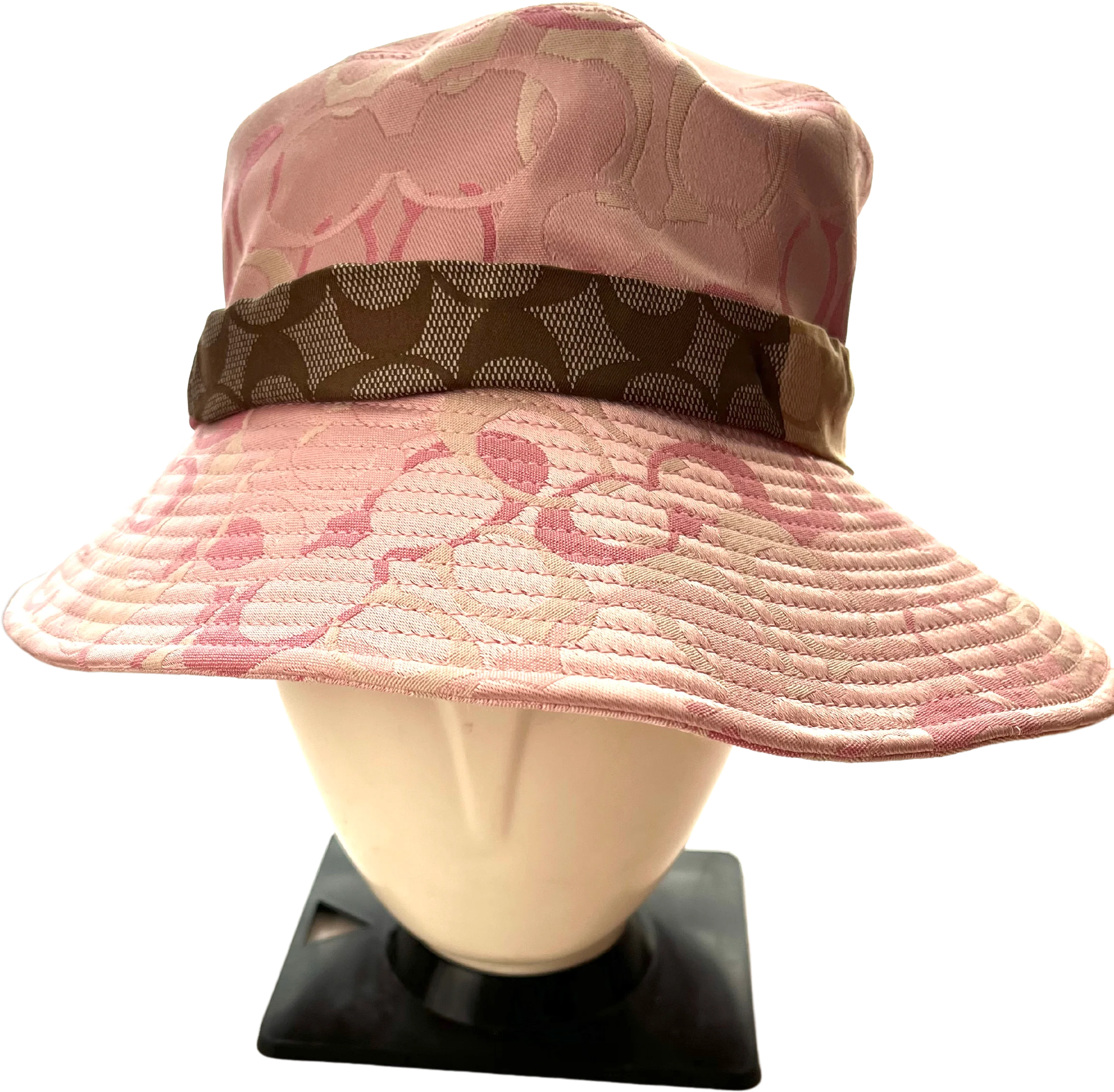 90s/00s Coach Signature Jacquard Bucket Hat Rare Pink By Coach