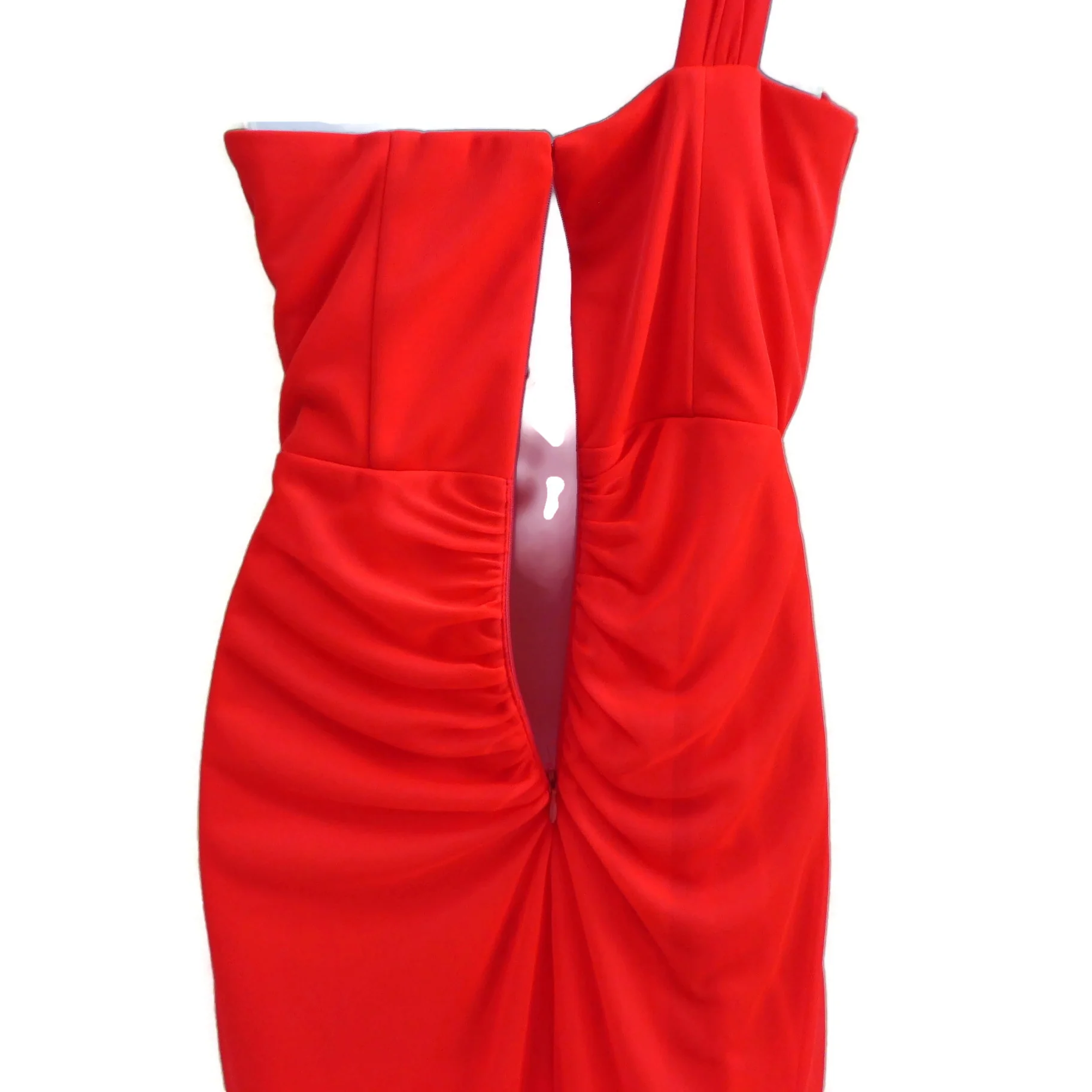 90s/00s Cocktail Dress Ruched Neon Red Padded Bra Usa 4 By Cache - Image 11