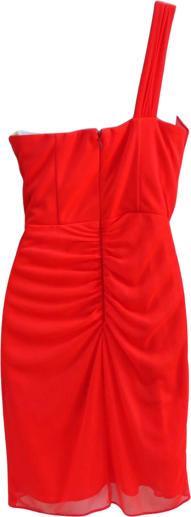 90s/00s Cocktail Dress Ruched Neon Red Padded Bra Usa 4 By Cache - Image 2