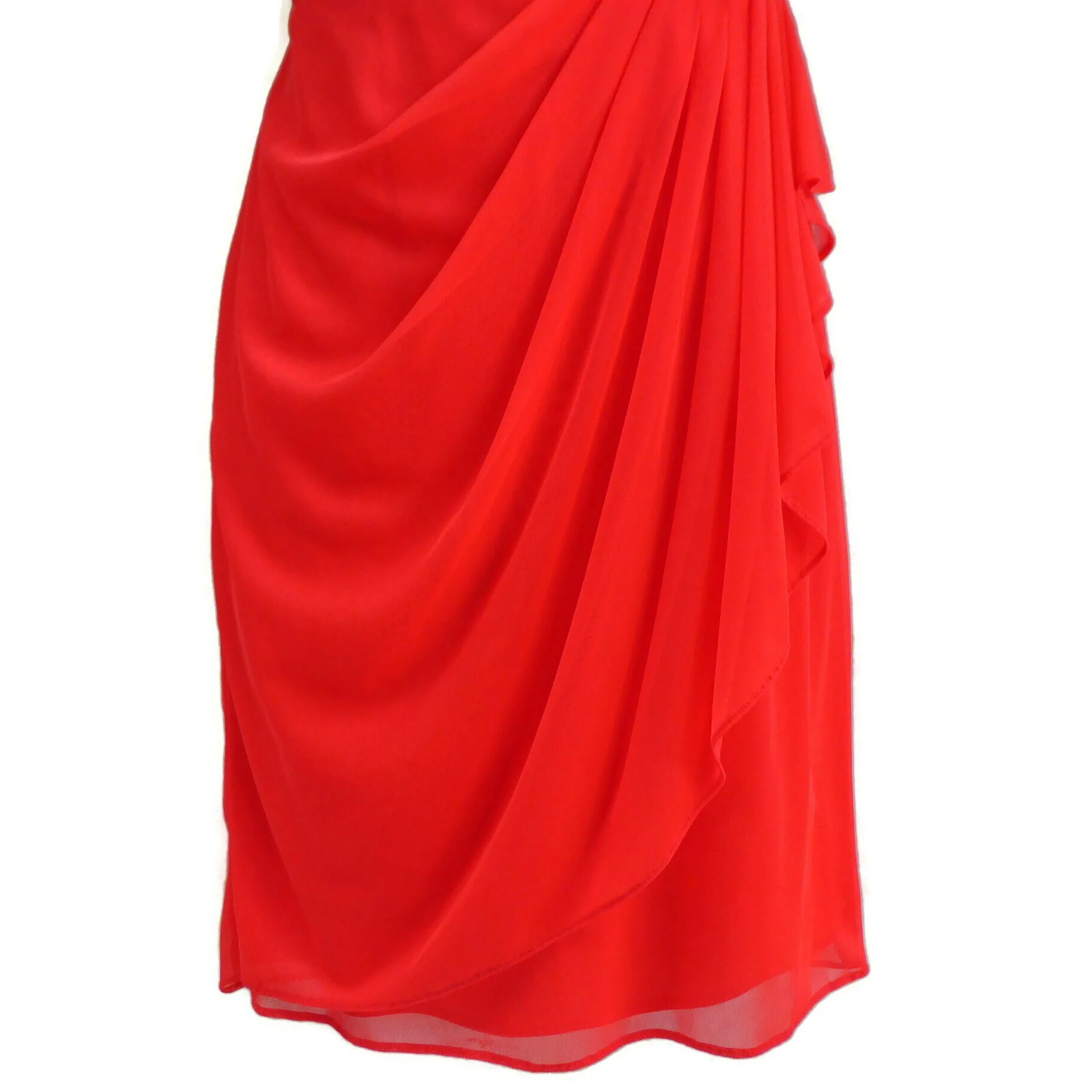 90s/00s Cocktail Dress Ruched Neon Red Padded Bra Usa 4 By Cache - Image 5
