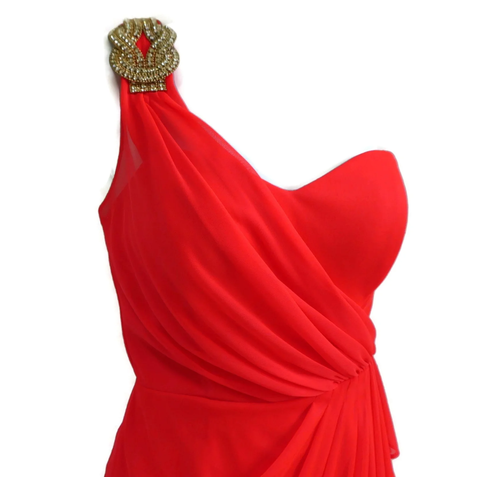 90s/00s Cocktail Dress Ruched Neon Red Padded Bra Usa 4 By Cache - Image 7
