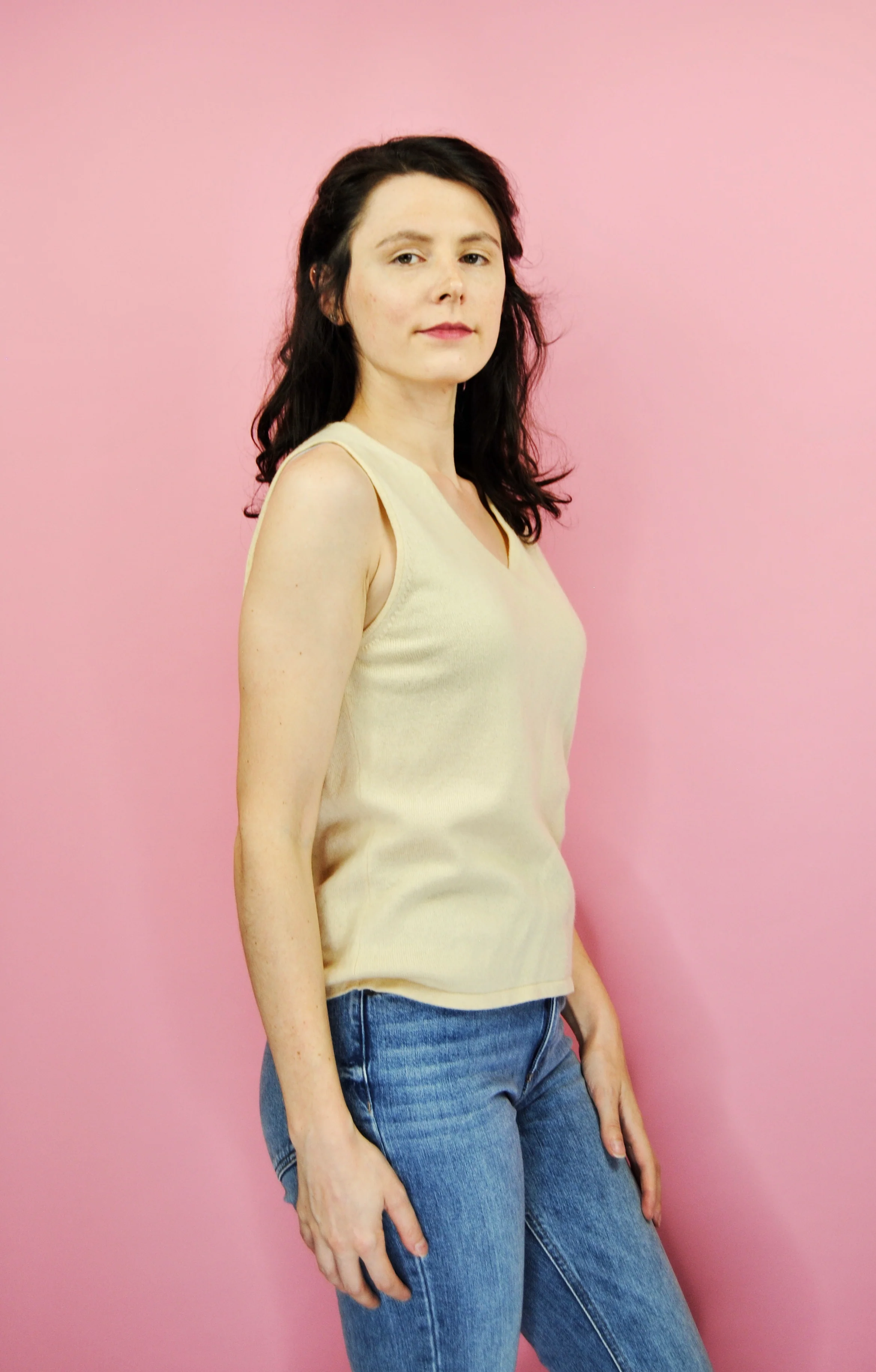90s/00s Cream Cashmere Sweater Vest By Glen Lyon - Image 5