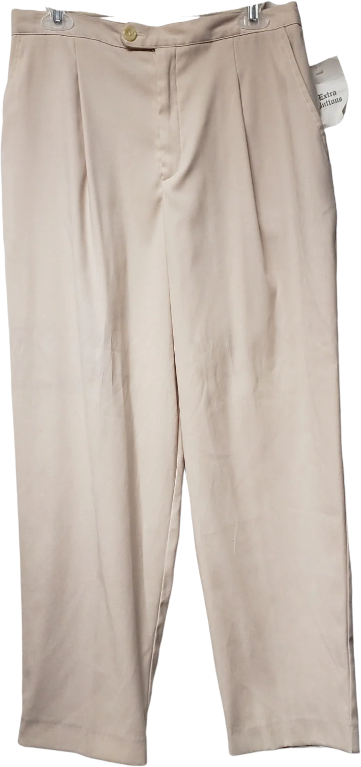 90s/00s Cream Pleated High Rise Trousers By Coldwater Creek