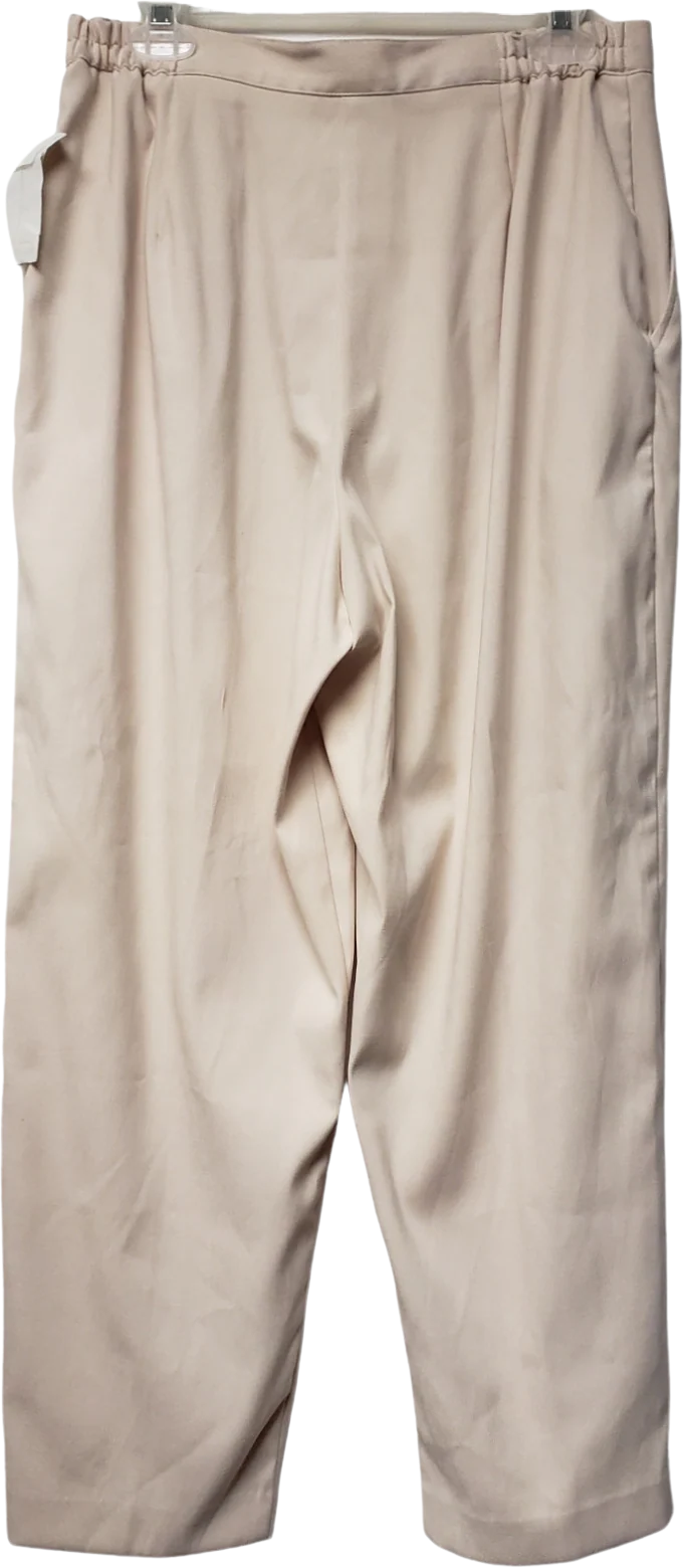 90s/00s Cream Pleated High Rise Trousers By Coldwater Creek - Image 2
