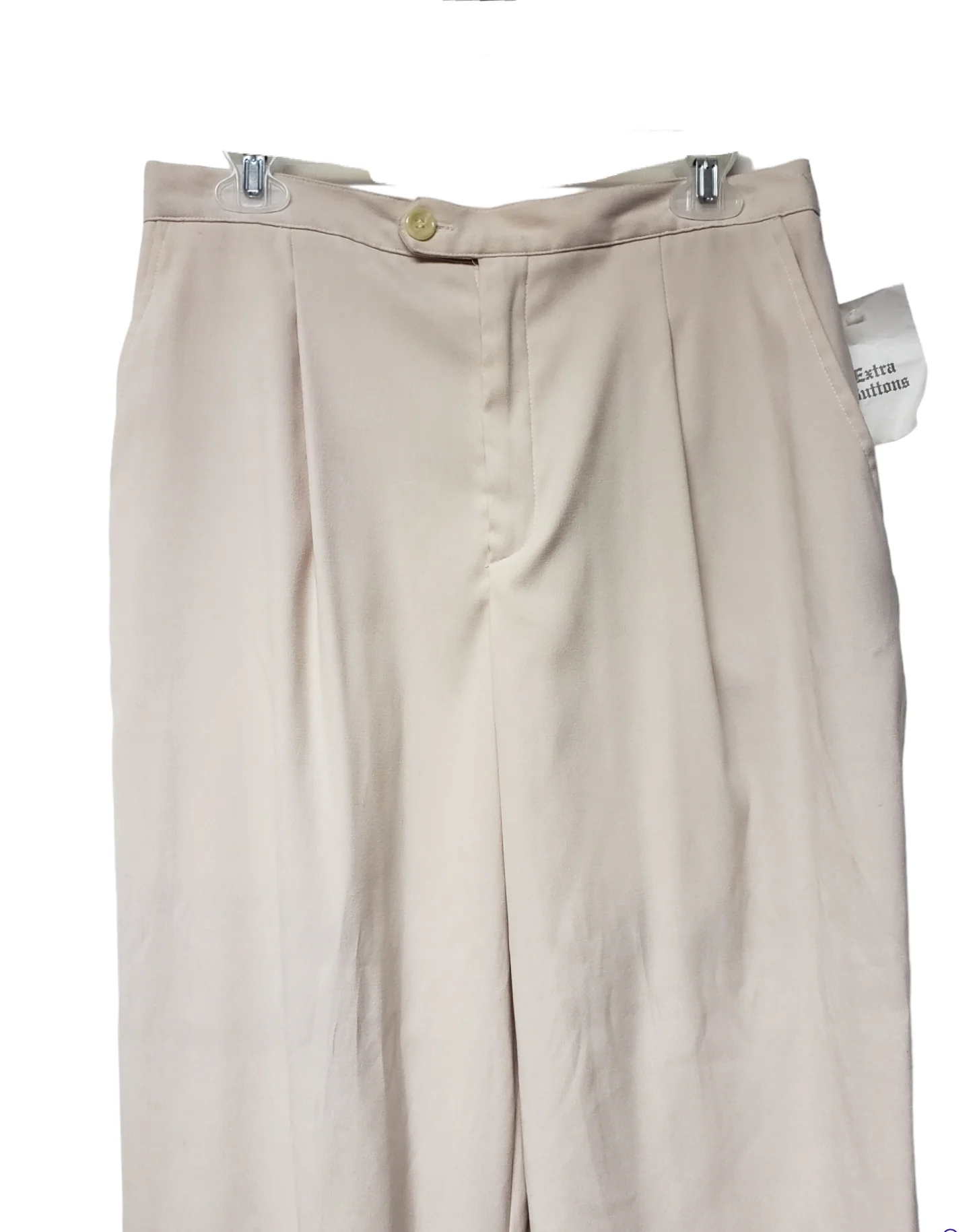 90s/00s Cream Pleated High Rise Trousers By Coldwater Creek - Image 3